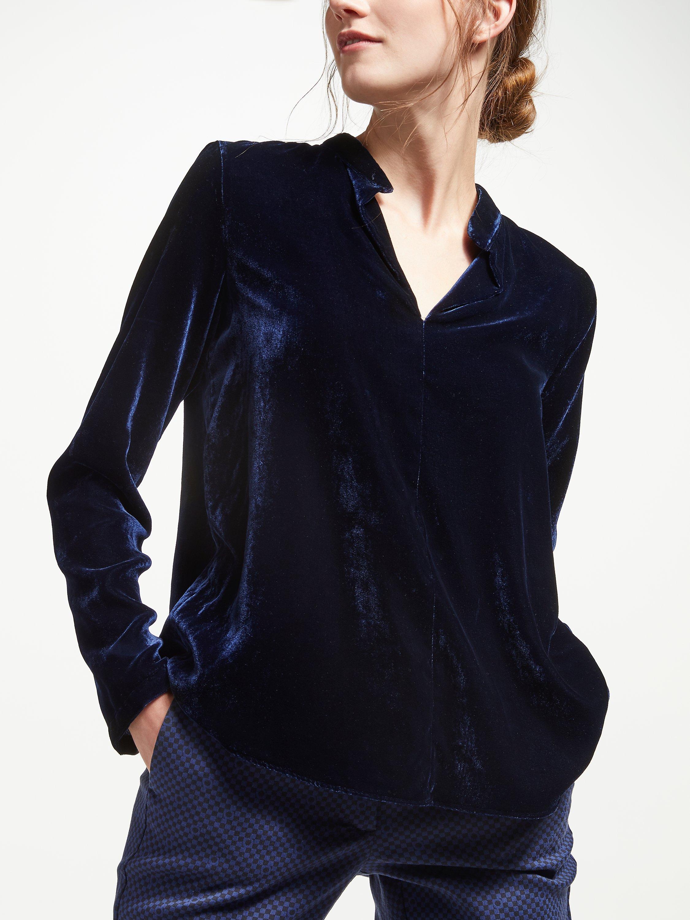 Marella Velvet Top, Midnight Blue
