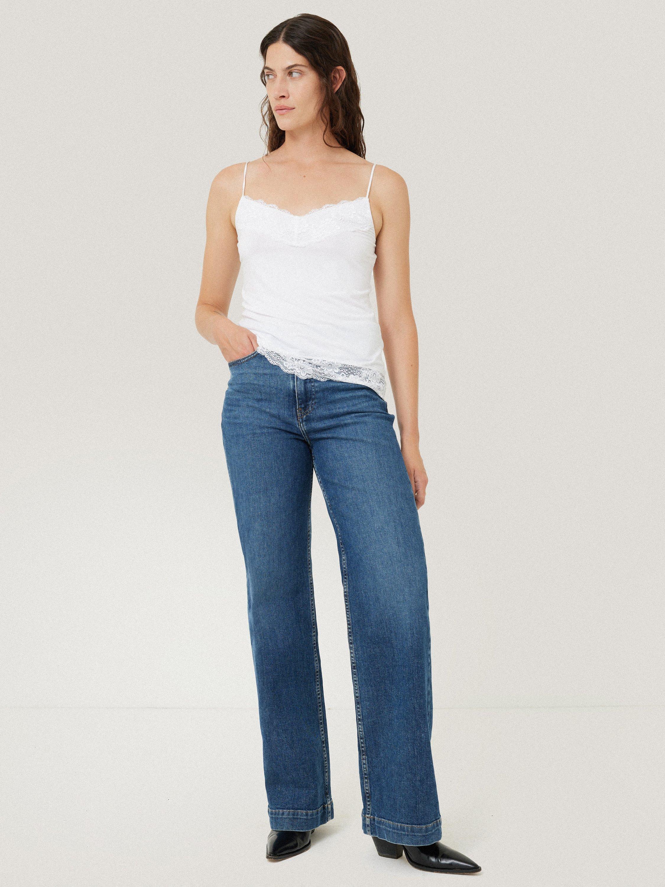 Jigsaw Lace Trim Modal Vest, White, XS