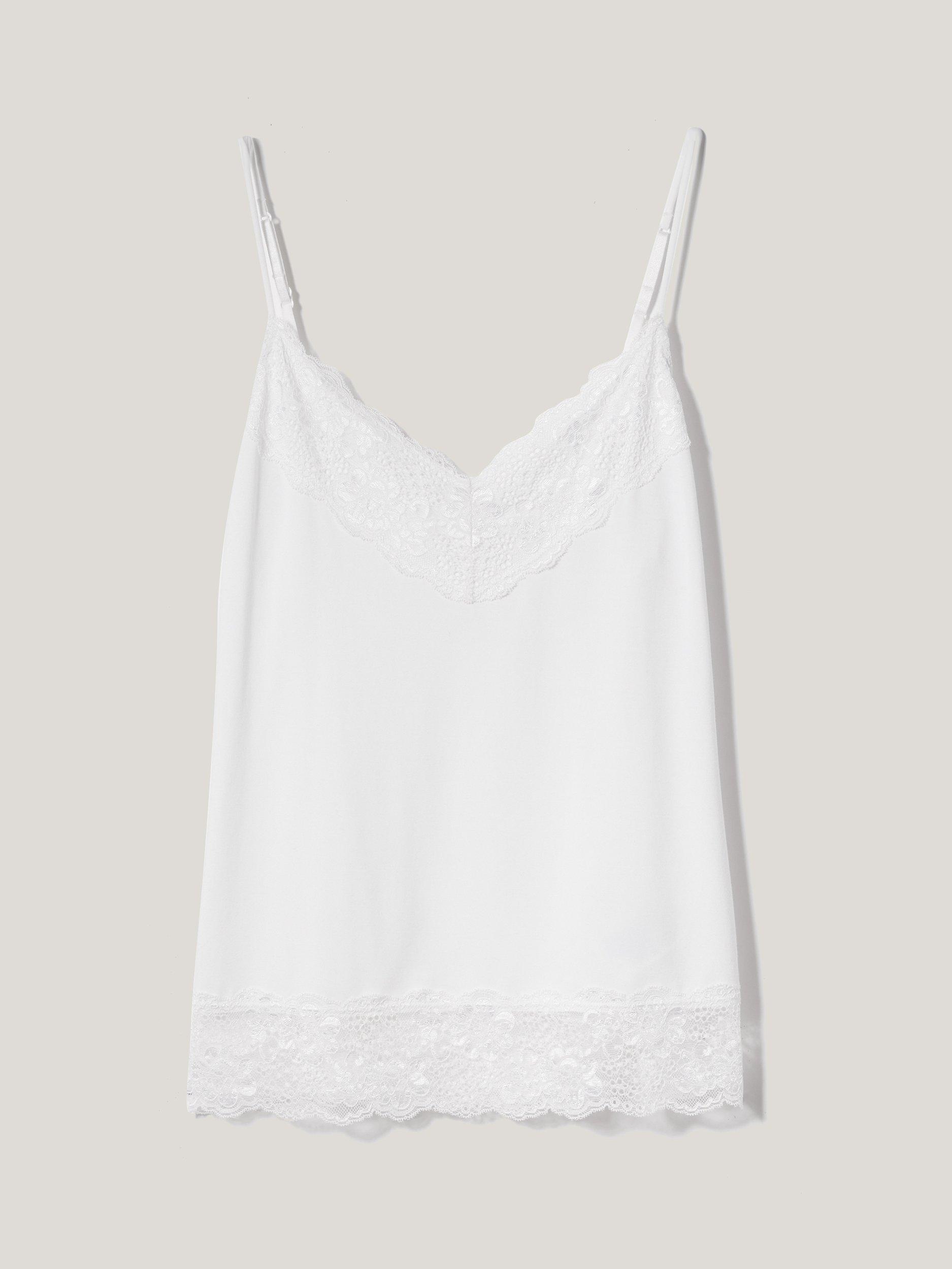 Jigsaw Lace Trim Modal Vest, White, XS