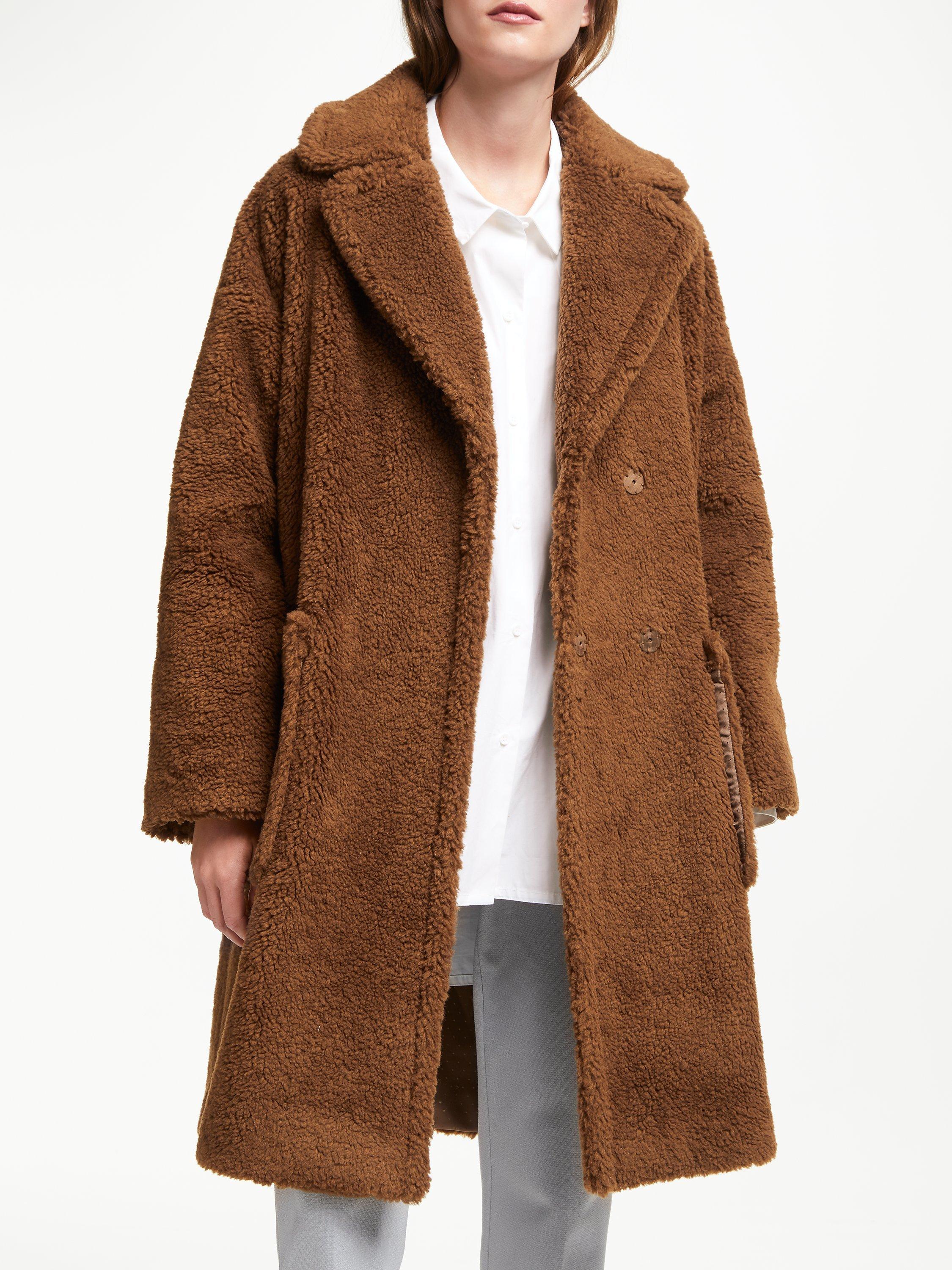 Weekend MaxMara Reale Faux Fur Teddy Coat Caramel