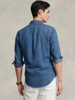 Polo Ralph Lauren Long Sleeve Slim Fit Denim Shirt, Blue - view 2, Denim