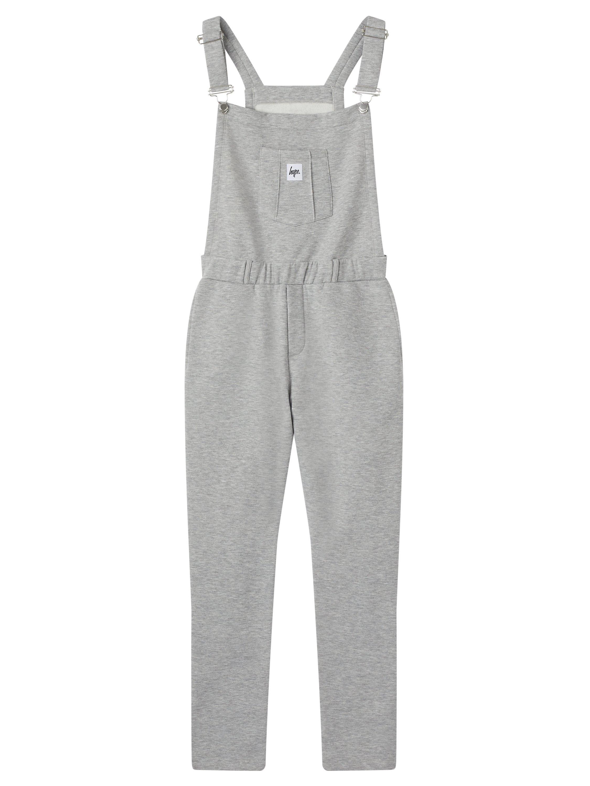 Hype Girls' Jersey Dungarees, Grey
