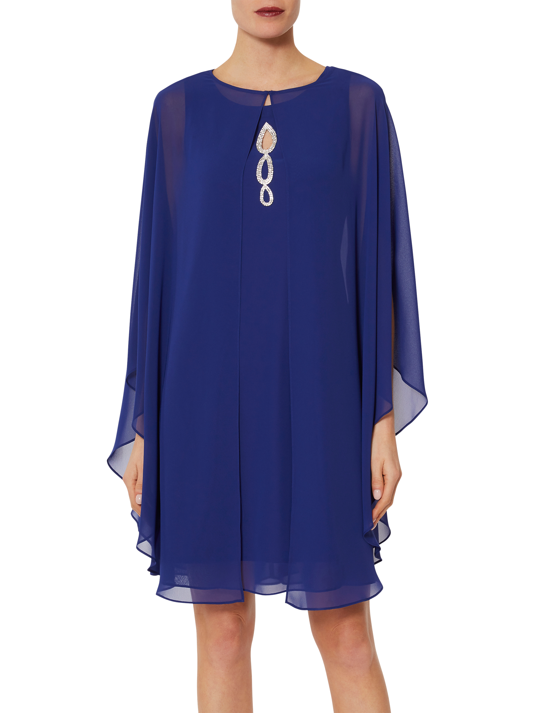 Gina Bacconi Chiffon Cape Dress, Iris