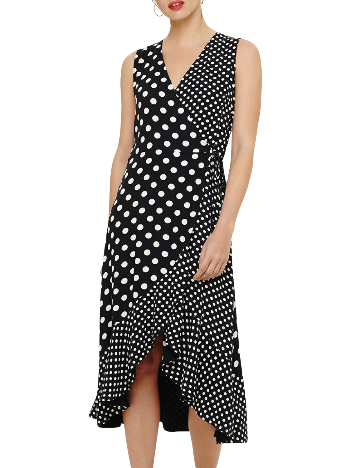 Phase Eight Bea Spot Wrap Midi Dress, Navy/Ivory