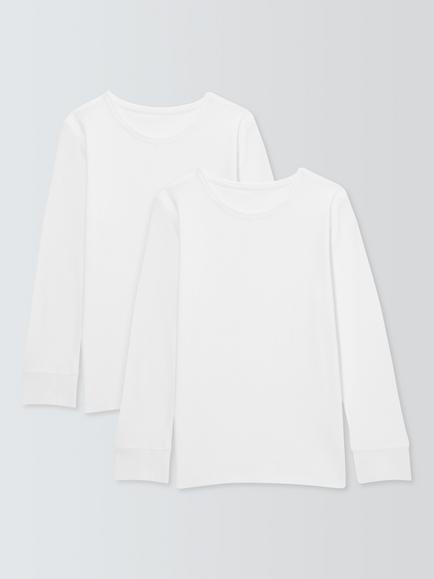 John Lewis Kids' Thermal Long Sleeve Top, Pack of 2, White