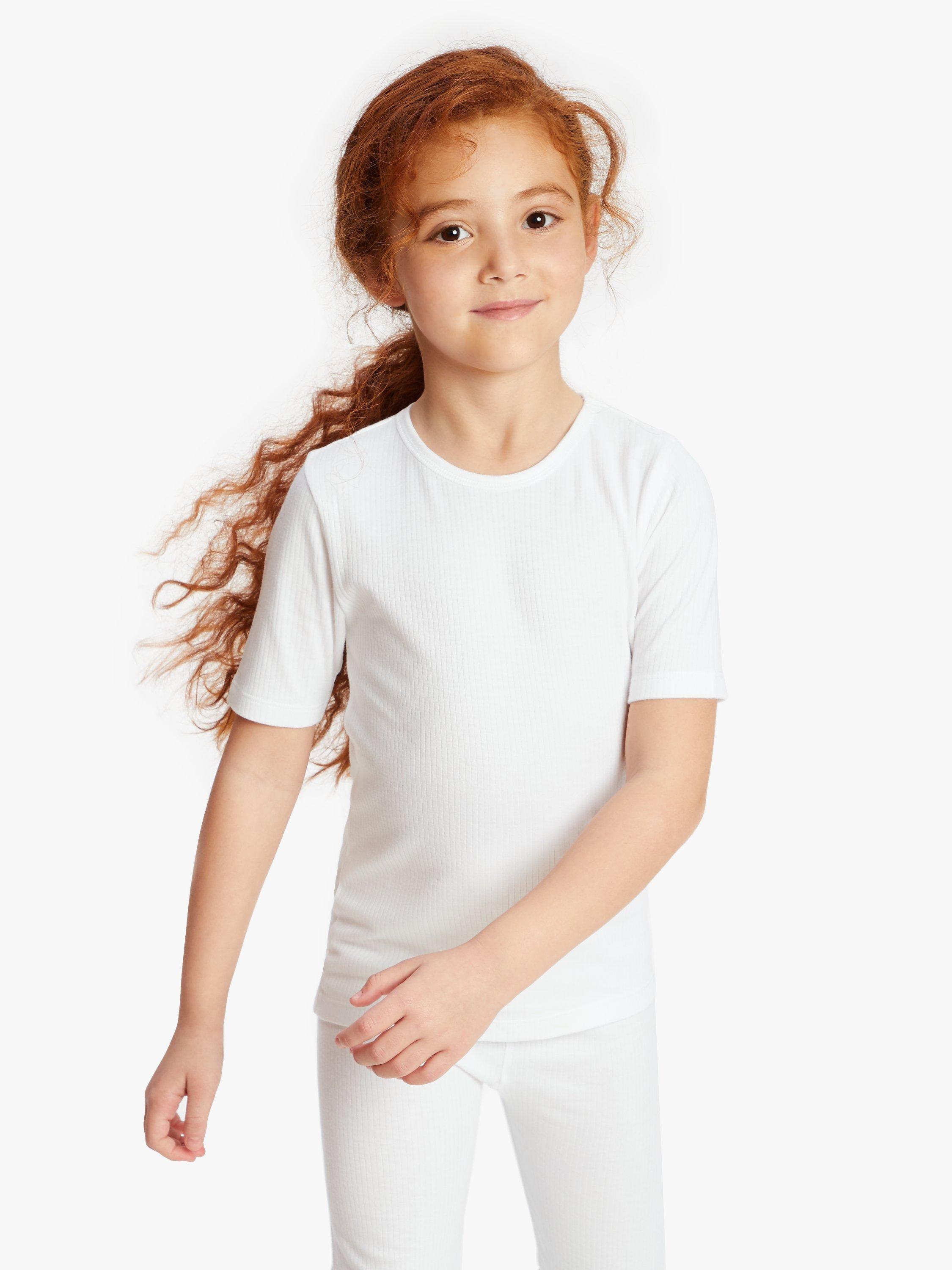 John Lewis Kids Thermal Short Sleeve Top Pack of 2 White