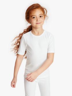 John Lewis Kids' Thermal Short Sleeve Top, Pack of 2, White, White