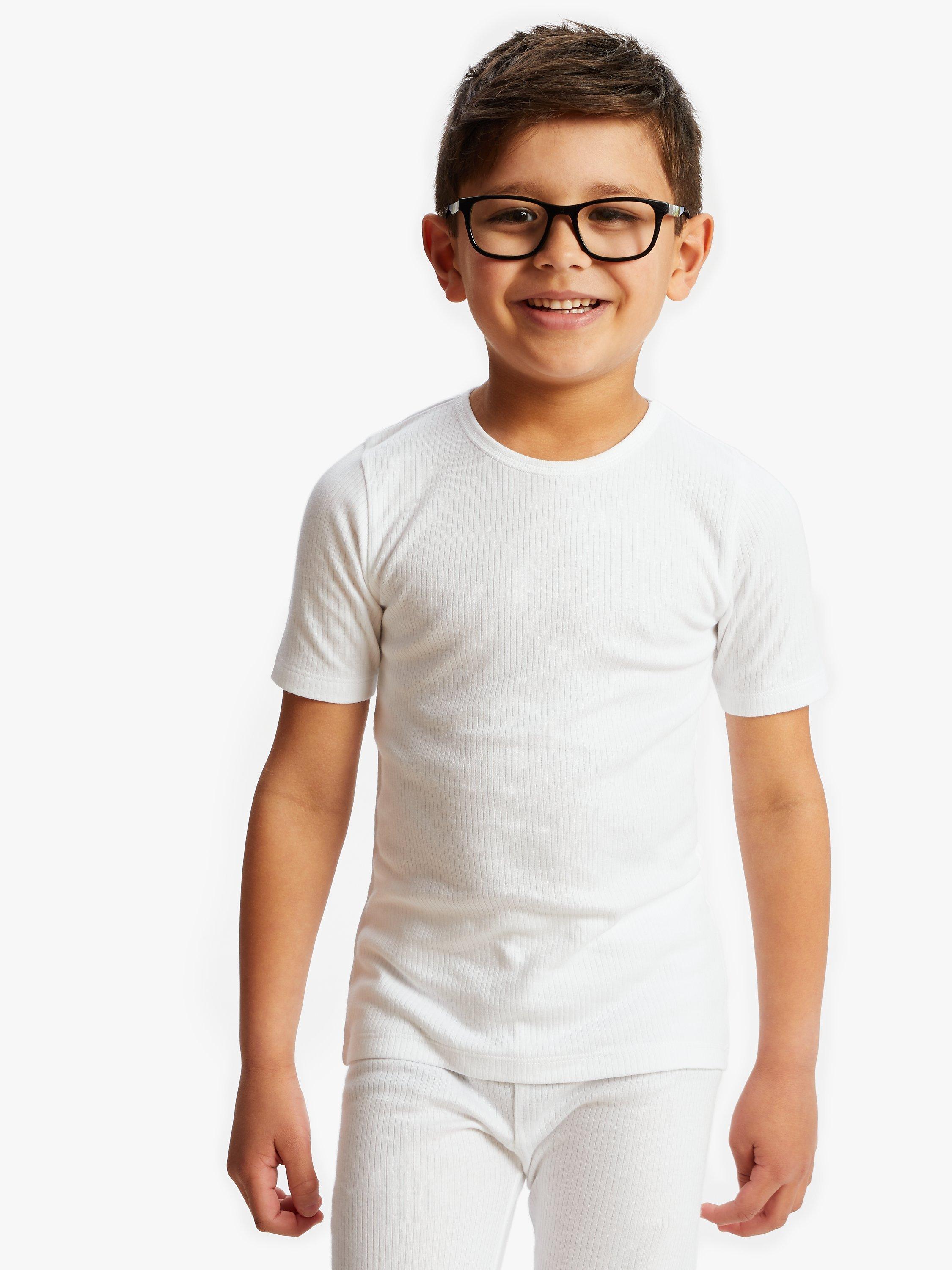 John Lewis Kids Thermal Short Sleeve Top Pack of 2 White