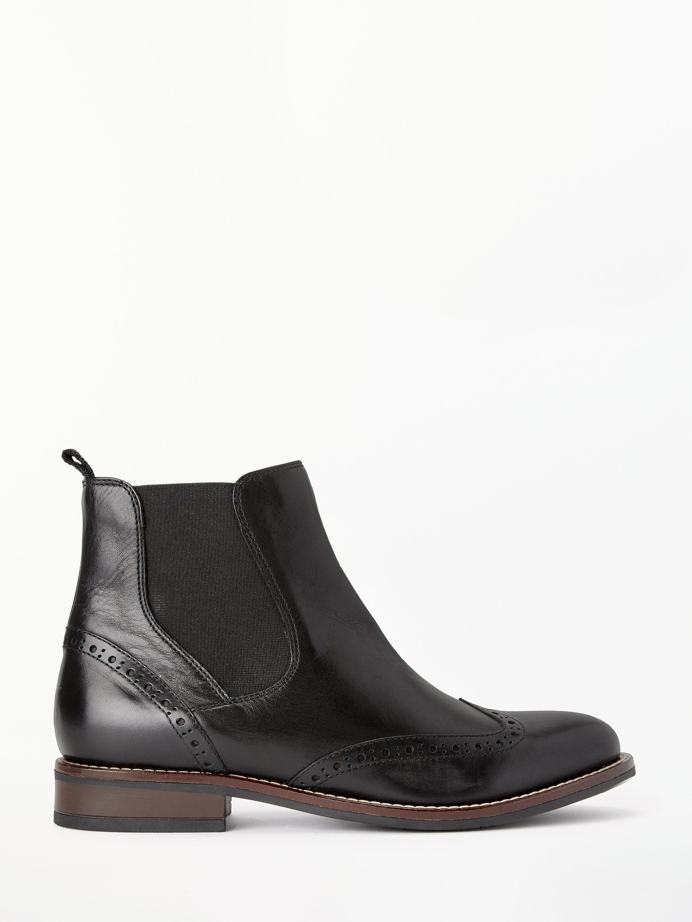 John Lewis Phoebe Brogue Detail Chelsea Boots, Black Leather, 4