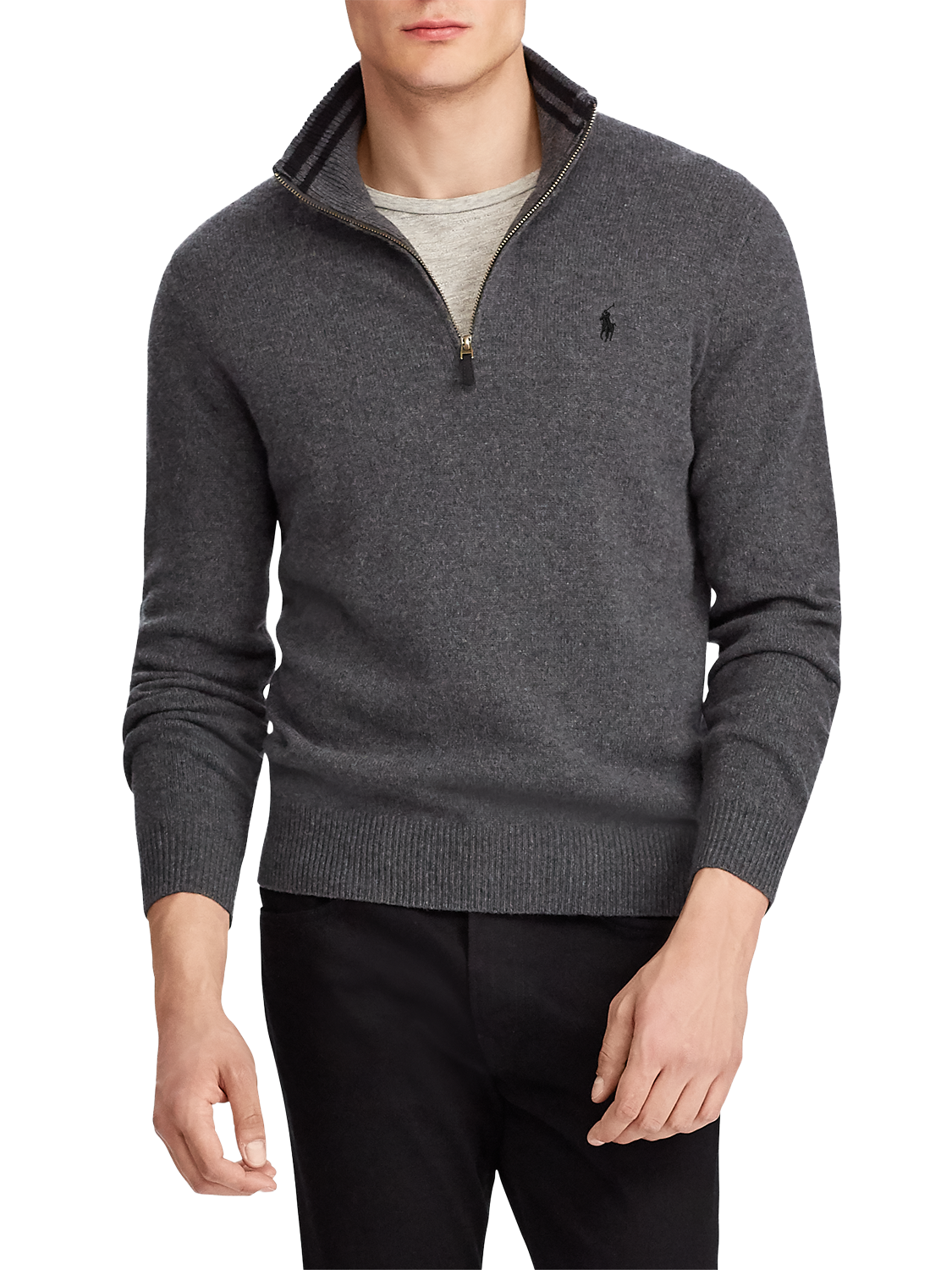 Polo Ralph Lauren Long Sleeve Half Zip Jumper Dark Charcoal