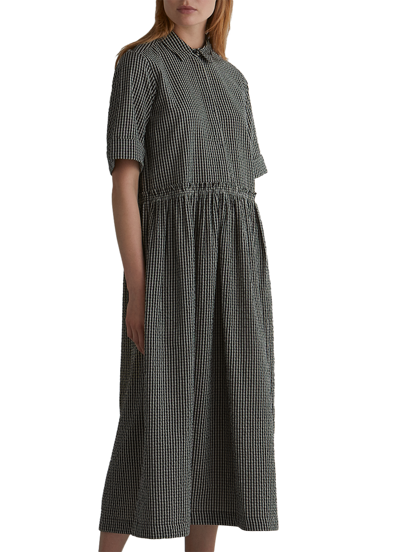 Toast Gingham Seersucker Shirt Dress, Olive/Navy