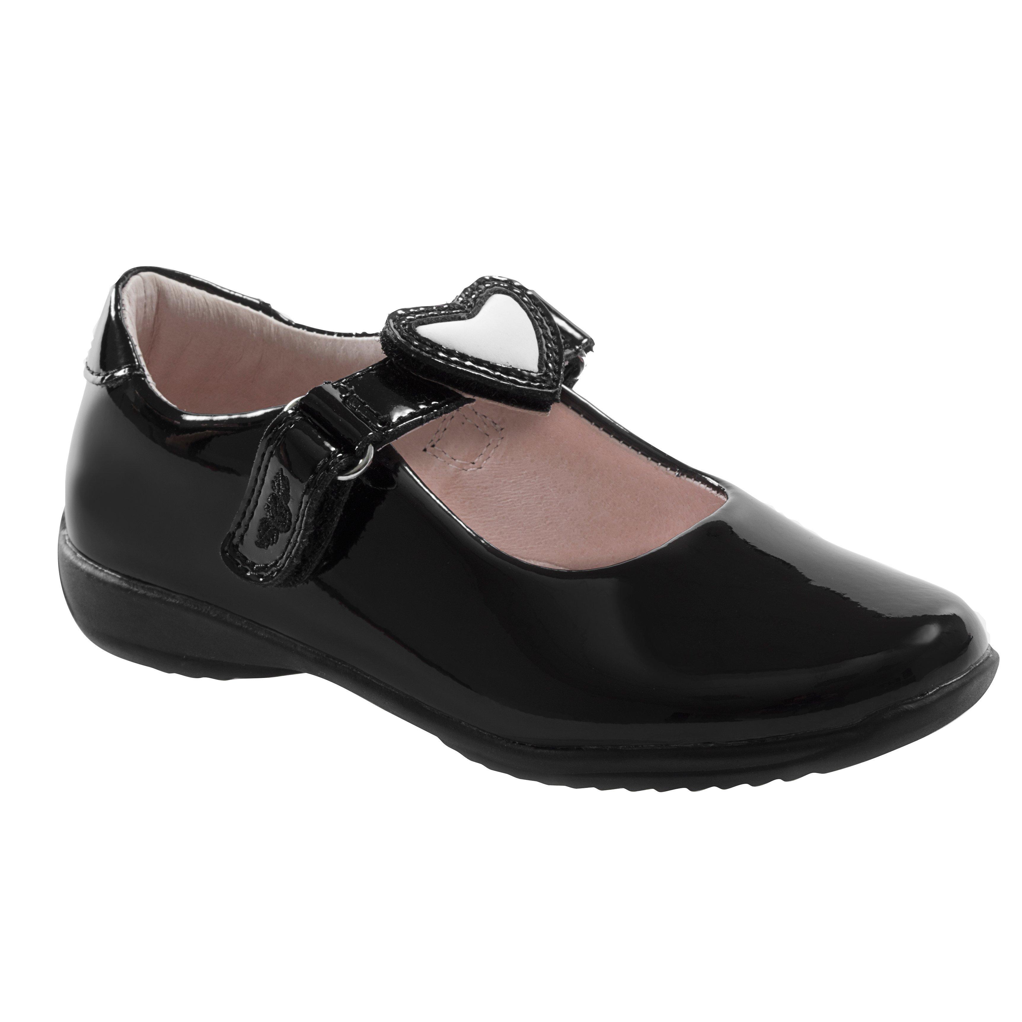 Lelli Kelly Kids' Dolly Heart Leather School Shoes, Black Patent