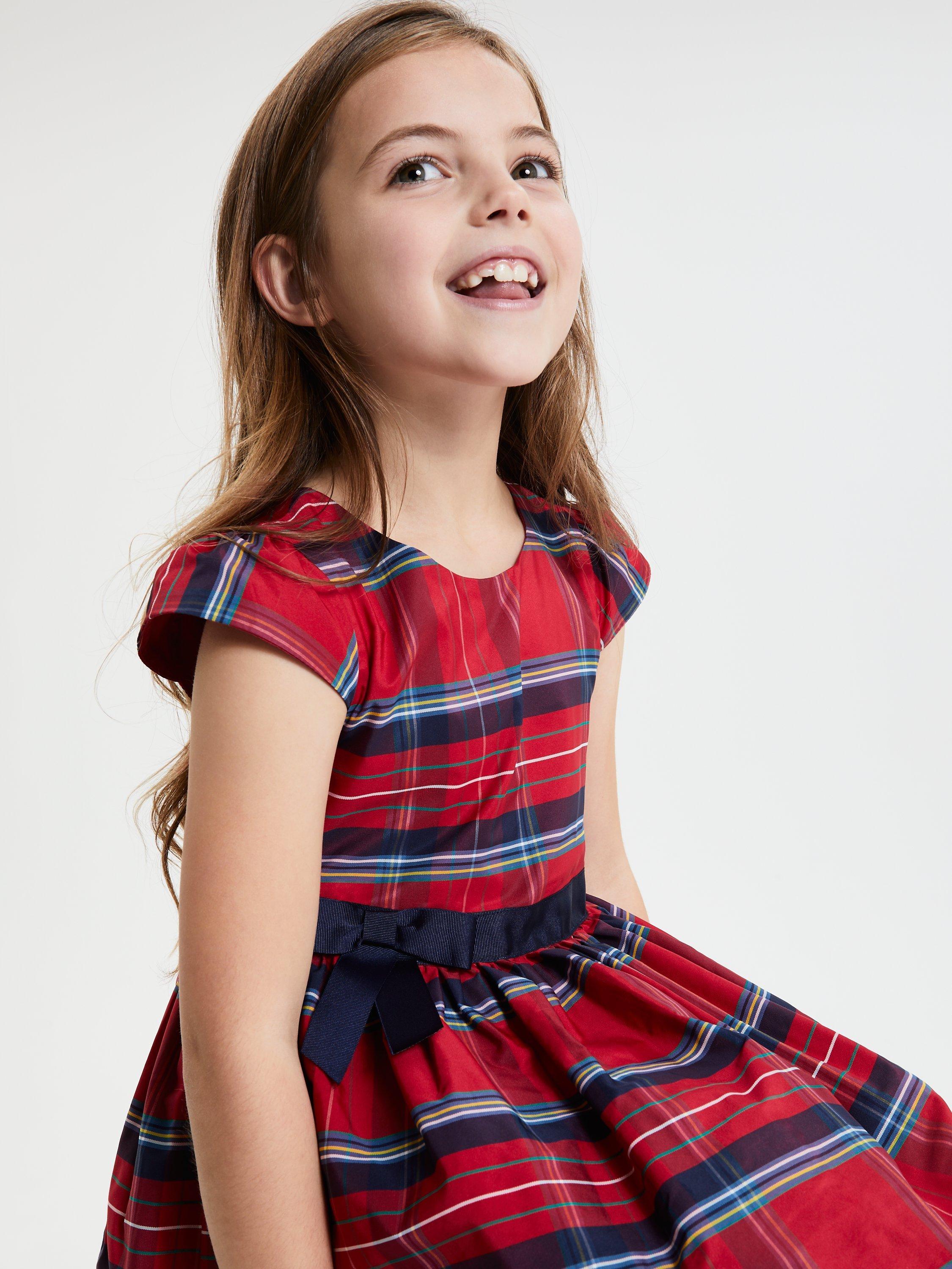 John Lewis Partners Girls Tartan Dress Red