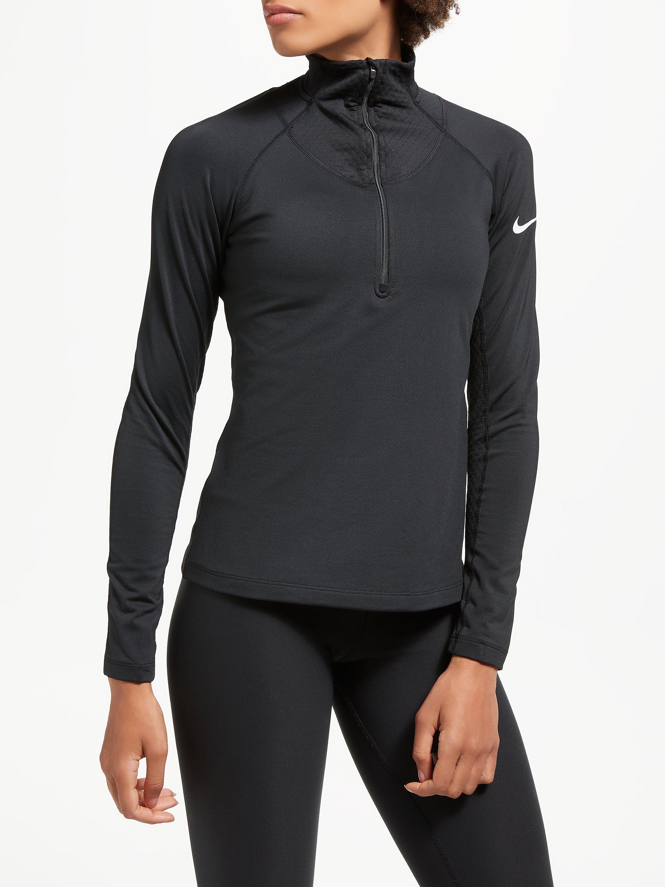 Nike pro warm half zip top in black hotsell