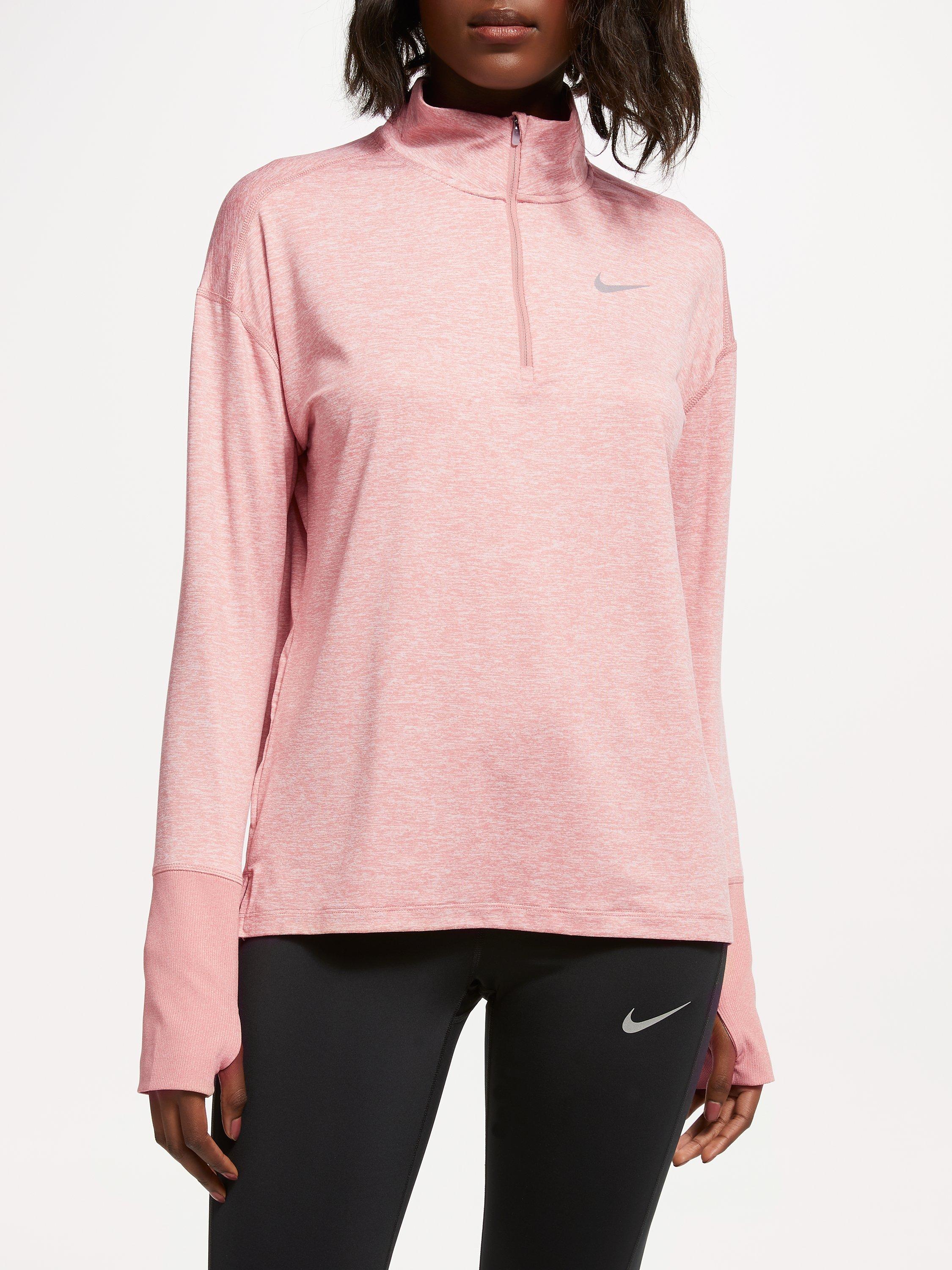 Nike Dry Element 1 2 Zip Long Sleeve Running Top Rust Pink Heather