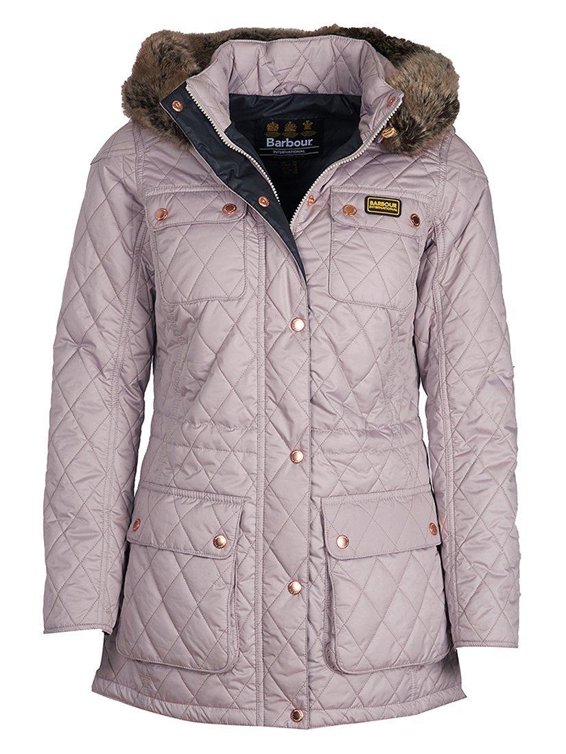 Barbour International Enduro Quilted Hooded Jacket Latte