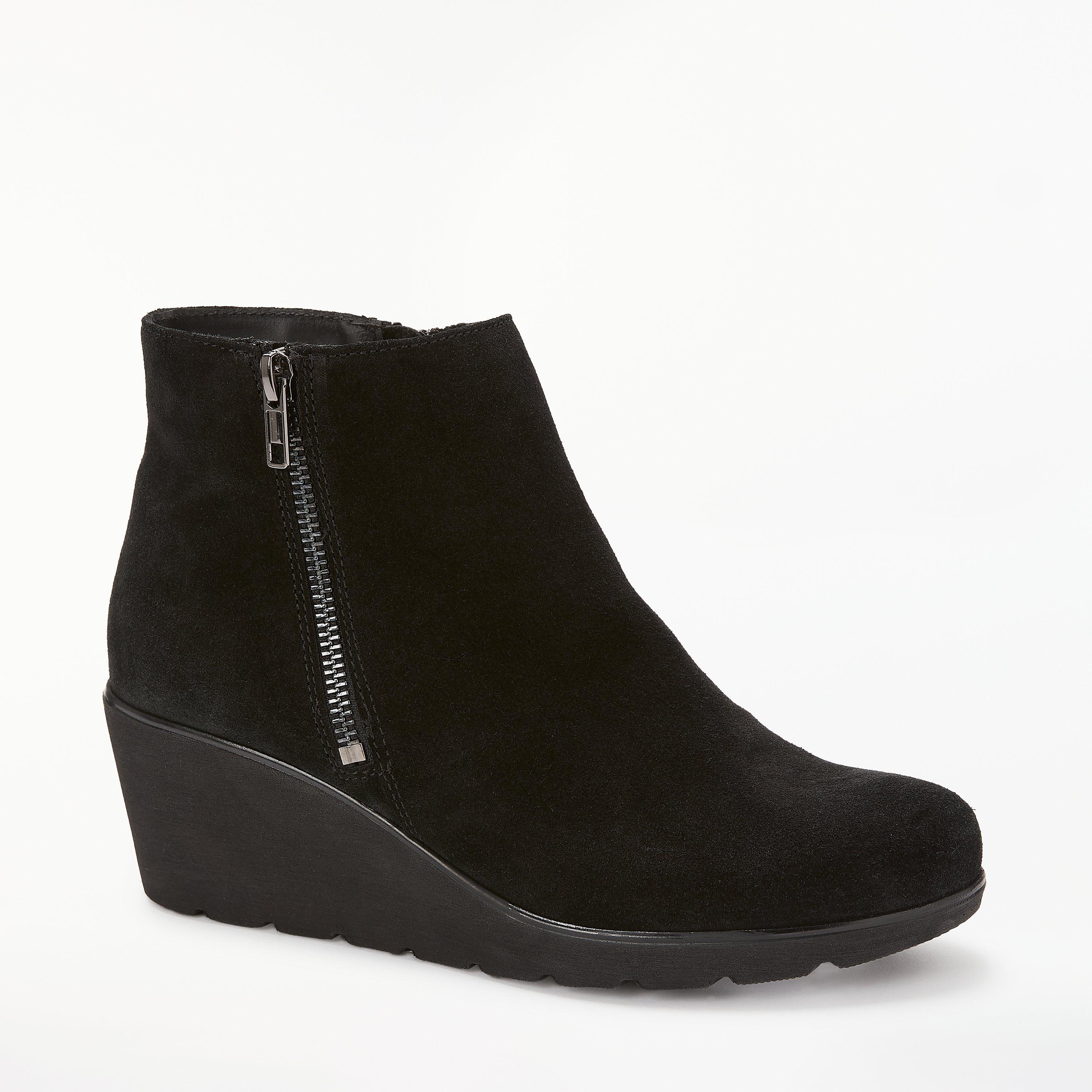 John Lewis Partners Designed for Comfort Pamela Wedge Heel Ankle Boots Black Suede