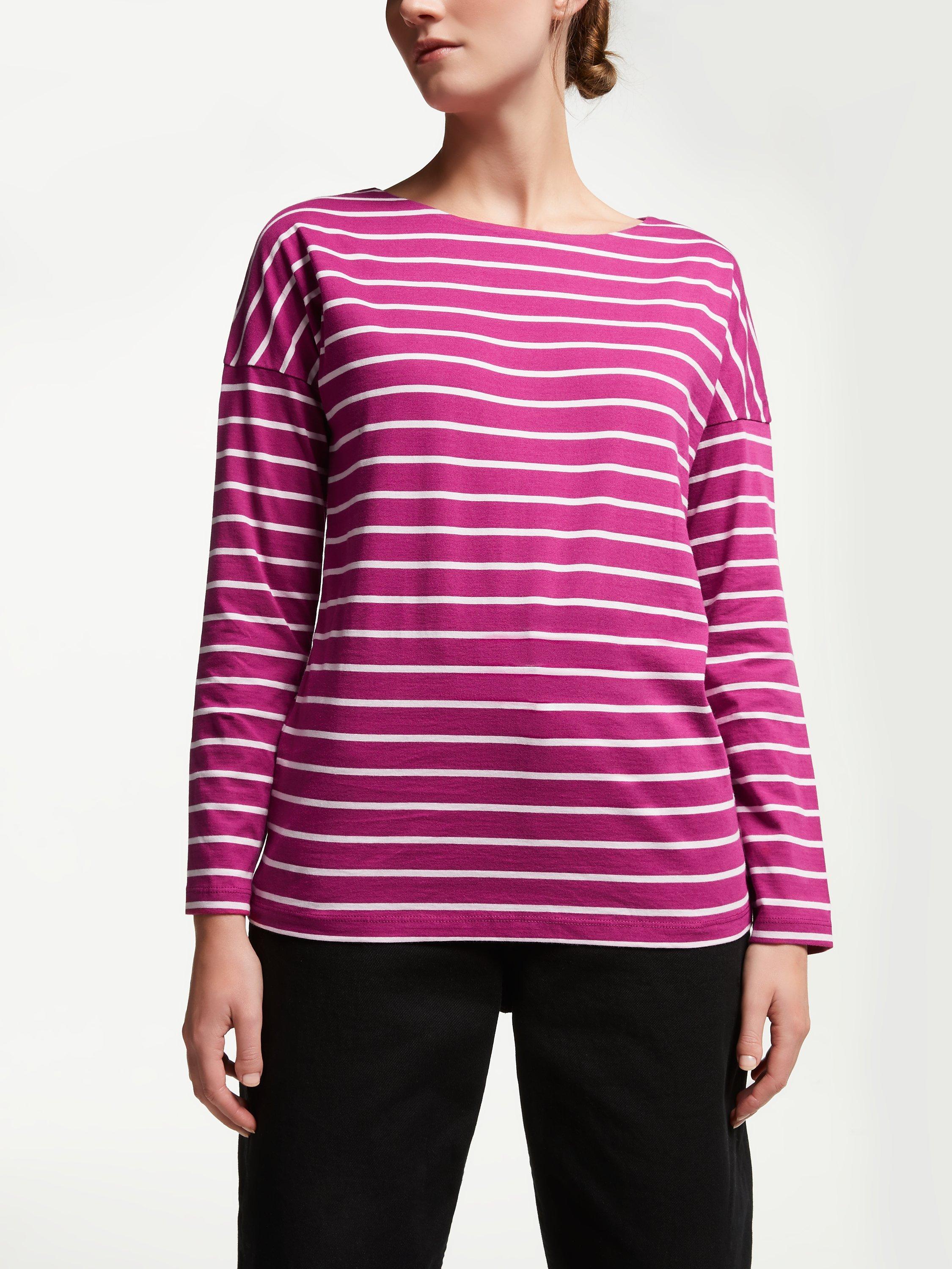Collection WEEKEND by John Lewis Drop Sleeve Easy Stripe Top, Pink