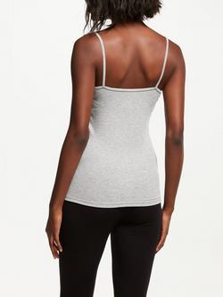 John Lewis Heat Generating Ribbed Lace Trim Thermal Vest - view 2, Grey