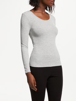 John Lewis Heat Generating Ribbed Long Sleeve Top, Grey