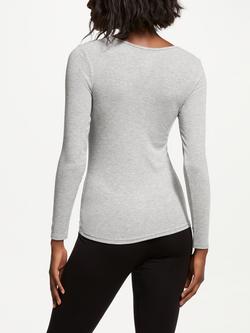 John Lewis Heat Generating Ribbed Long Sleeve Top - view 2, Grey