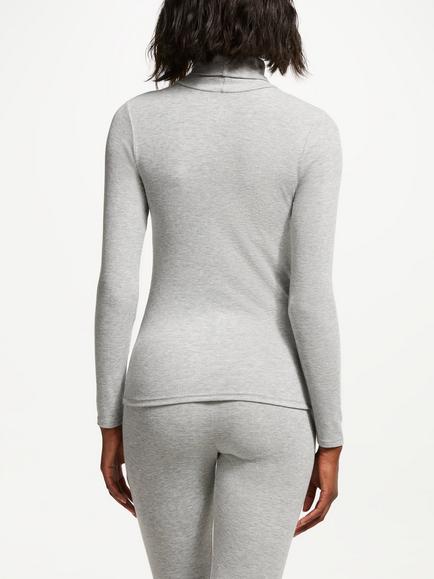 John Lewis Heat Generating High Roll Neck Thermal Top, Navy - view 2, Grey Graphite