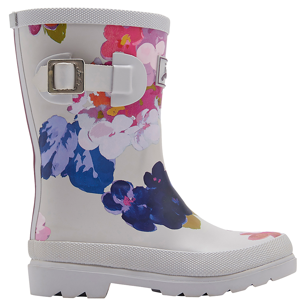 Joules Children's Floral Wellington Boots, Grey