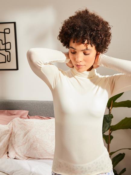 John Lewis Heat Generating Long Sleeve Roll Neck Thermal Top, Neutrals