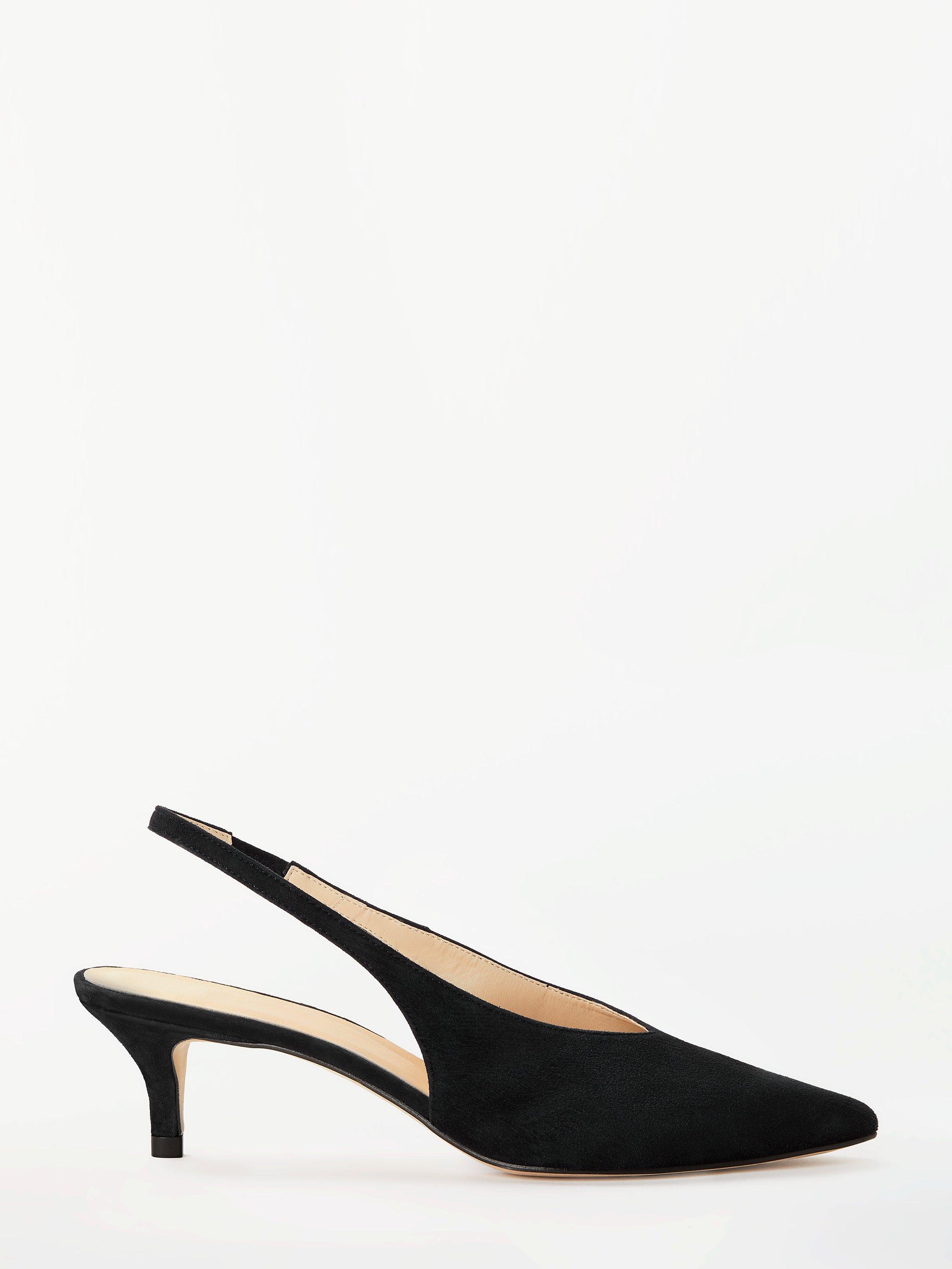 John Lewis & Partners Cindy Slingback Shoes, Black Suede, 4