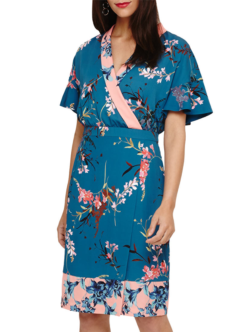 Phase Eight Floral Print Dress, Peacock