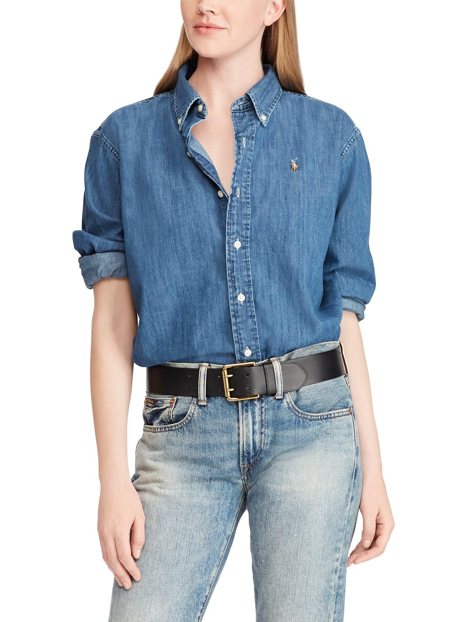 Polo Ralph Lauren Long Sleeve Chambray Big Shirt, Medium Indigo