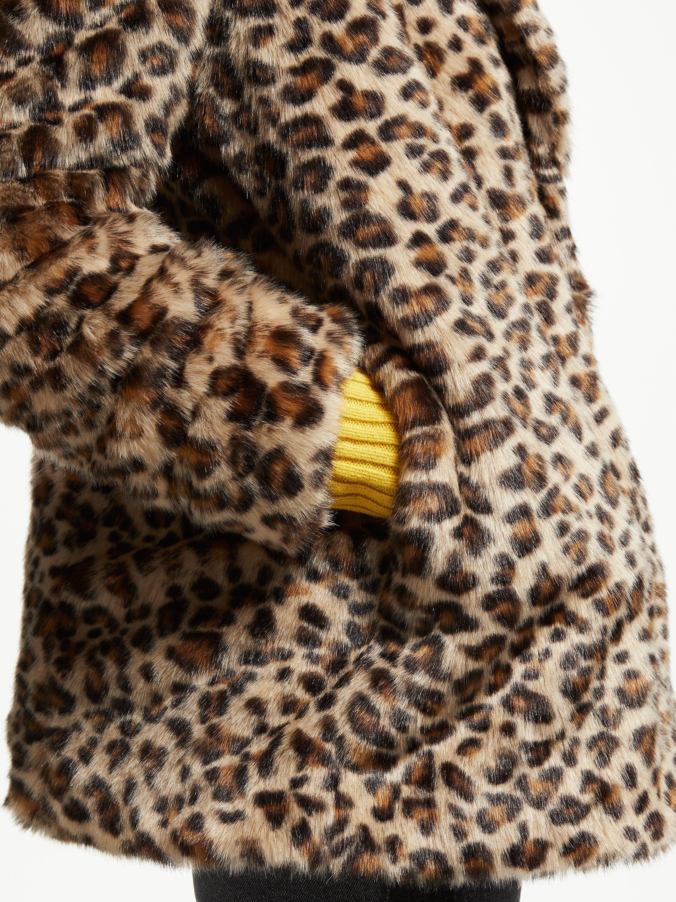 Boden Boxgrove Faux Fur Coat Leopard Faux Fur