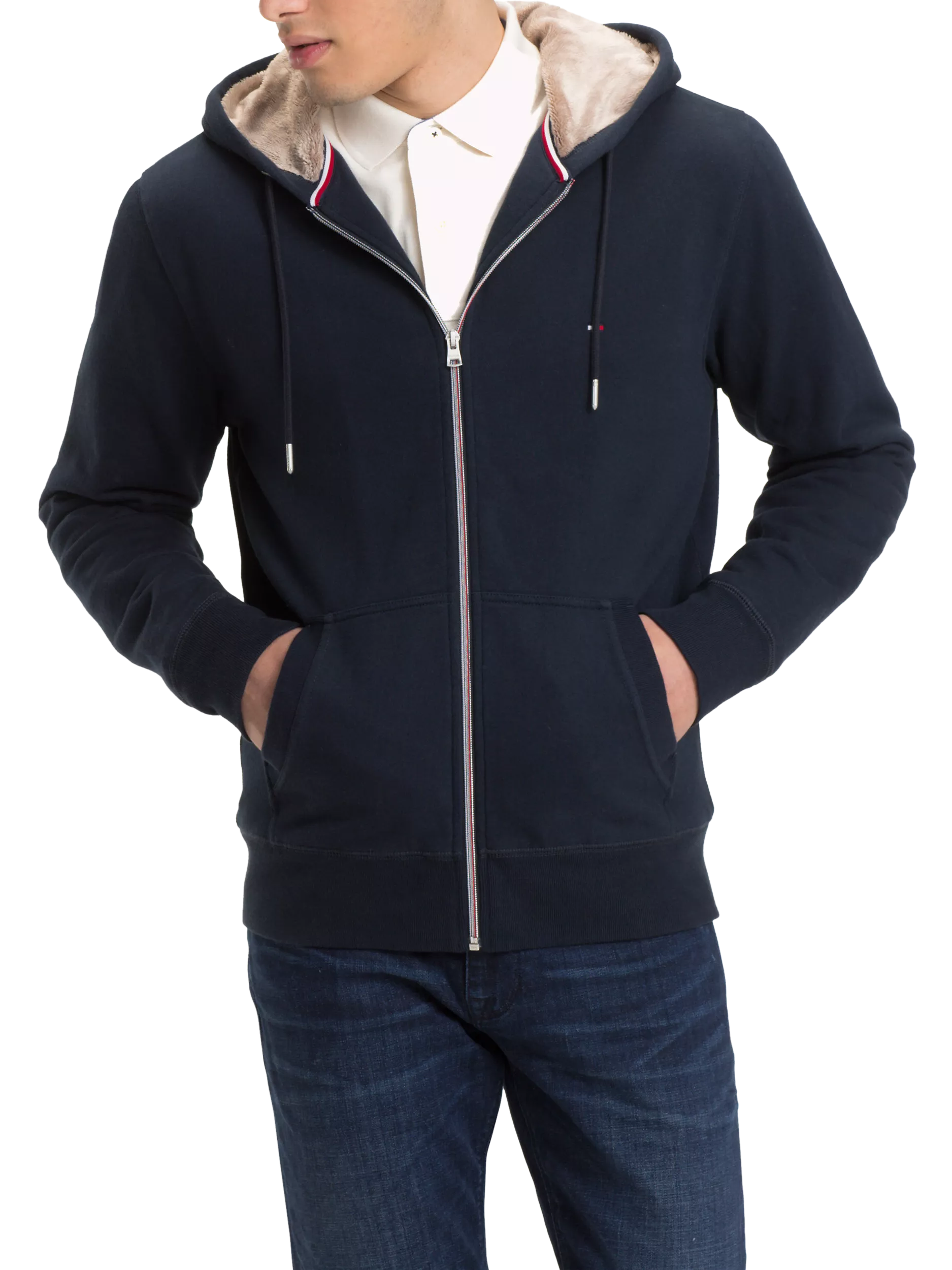 Tommy Hilfiger Fur Lined Zip Hoodie Sky Captain
