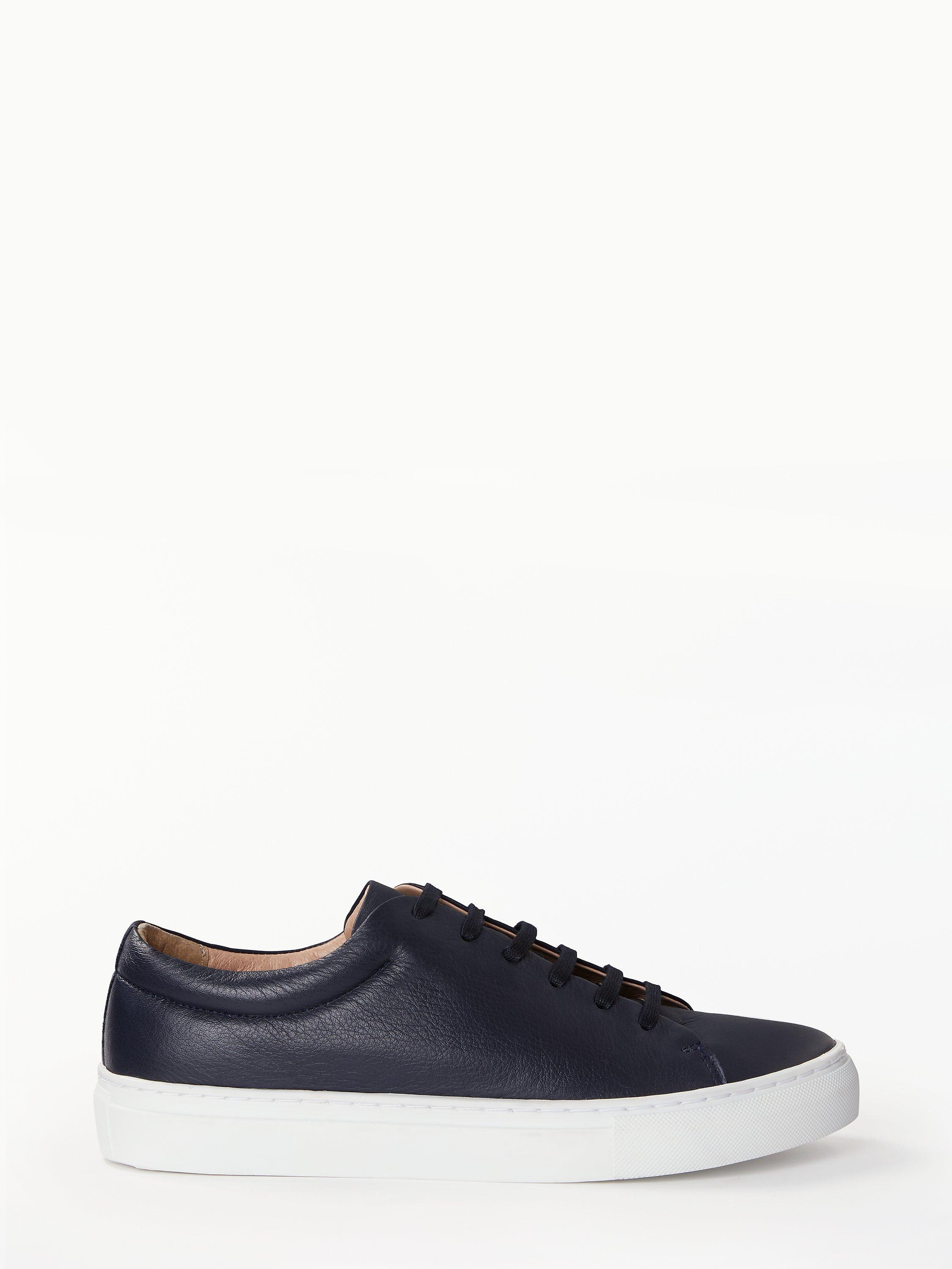 John Lewis Flora Lace Up Trainers, Navy, 3