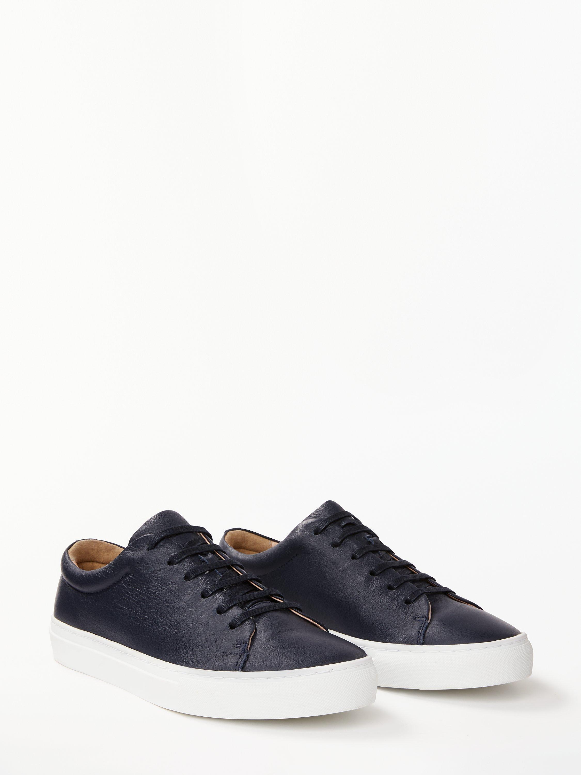 John Lewis Flora Lace Up Trainers, Navy, 3