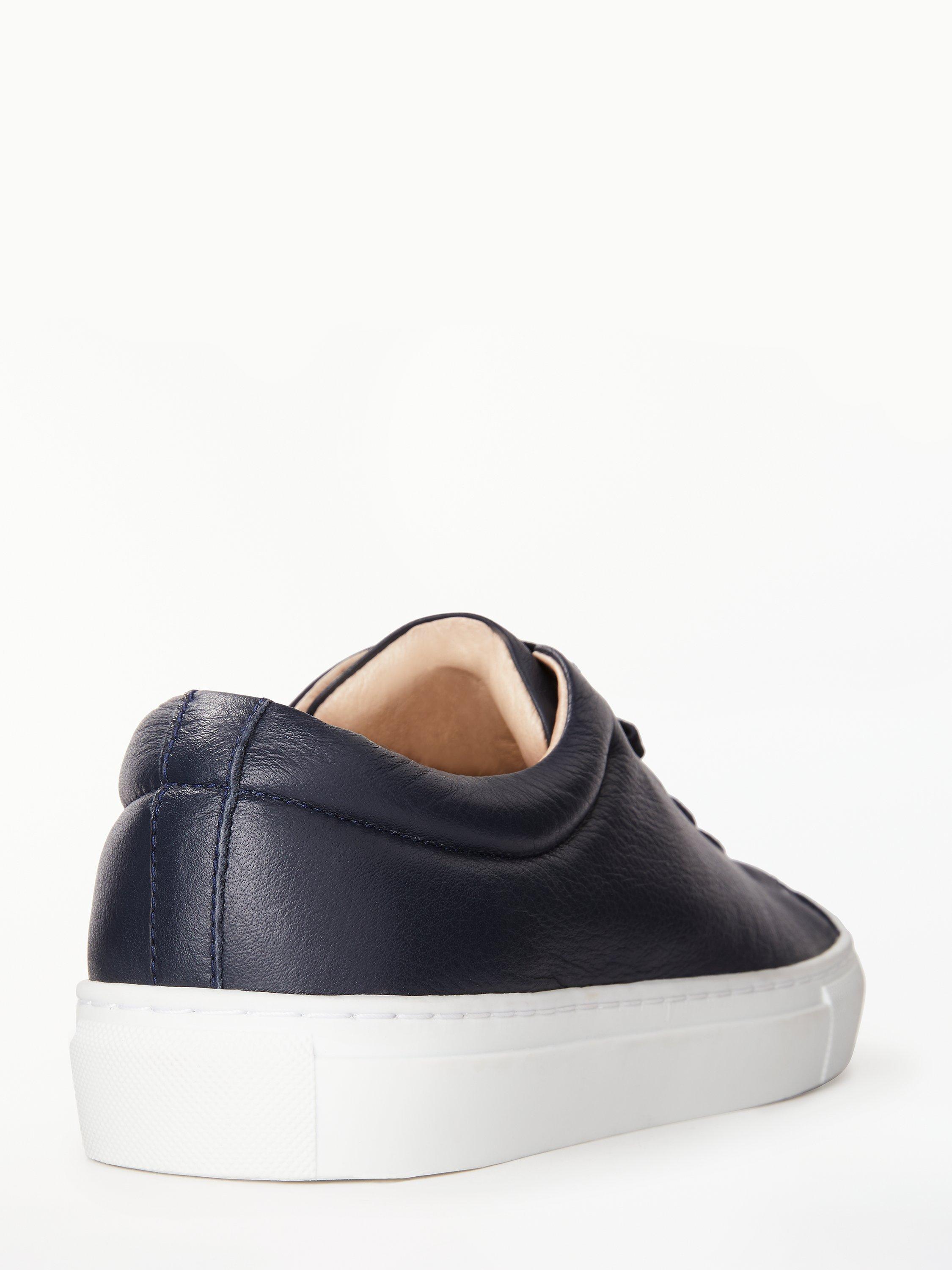 John Lewis Flora Lace Up Trainers, Navy, 3