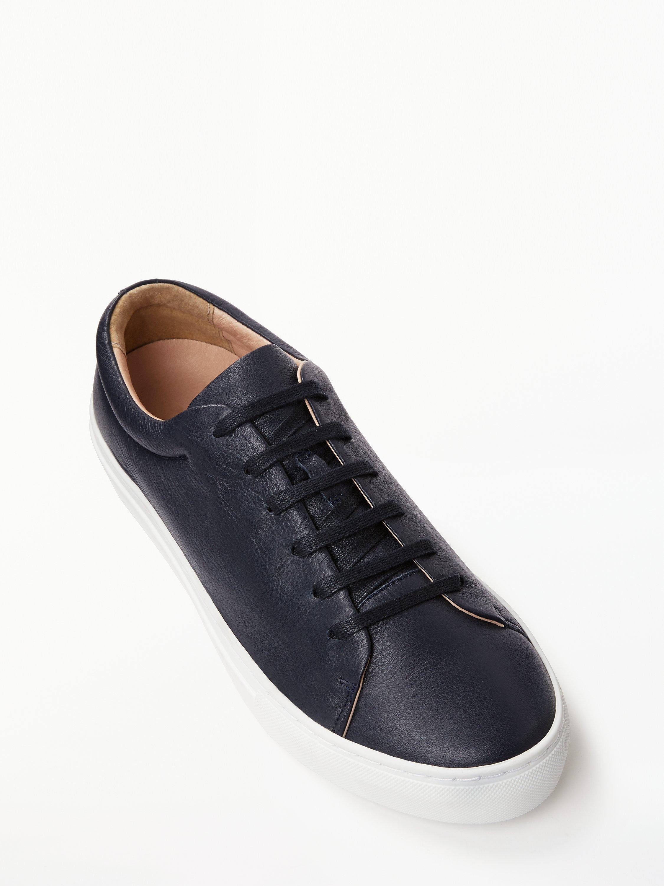 John Lewis Flora Lace Up Trainers, Navy, 3