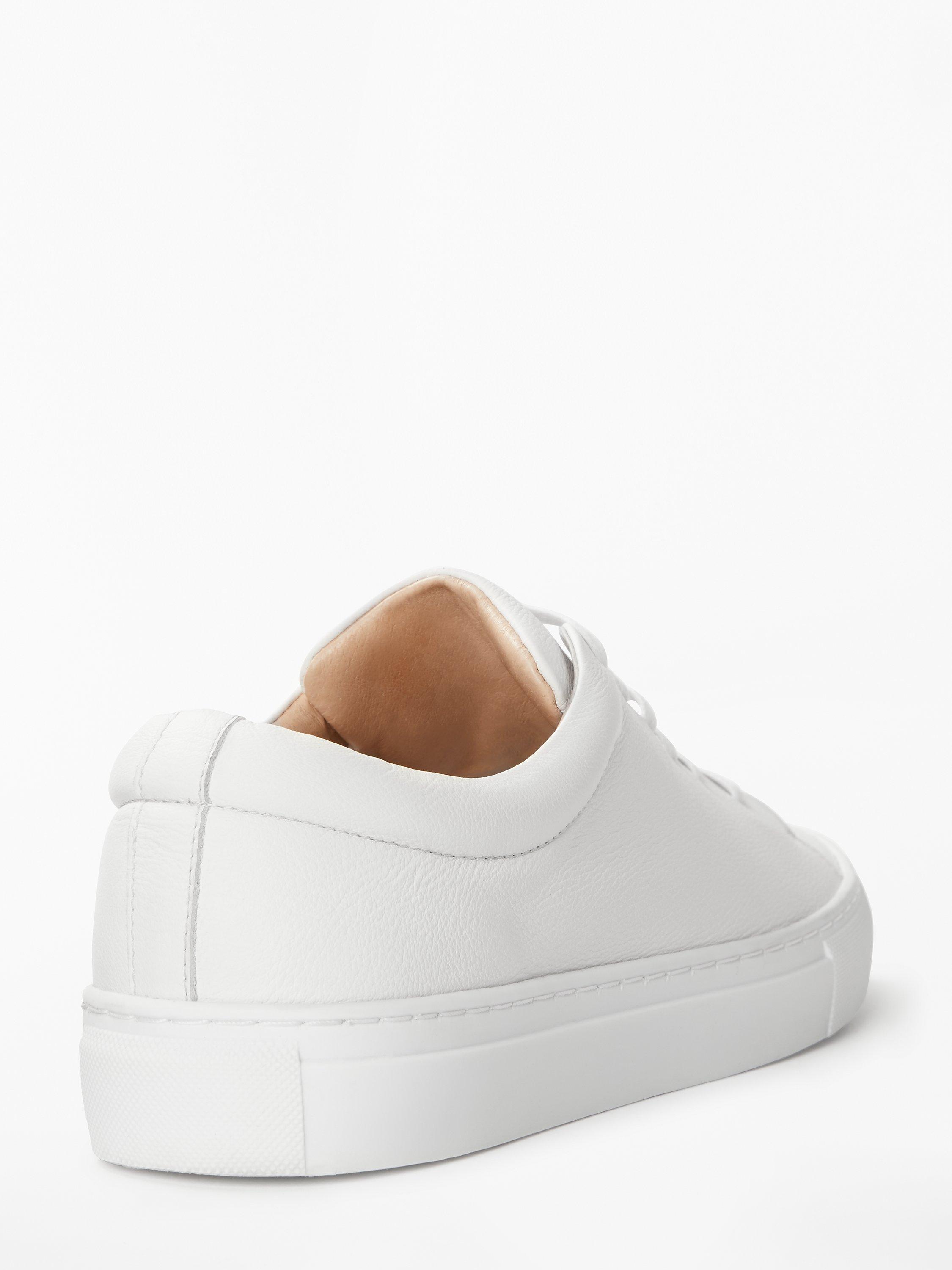 John Lewis Flora Lace Up Trainers, White Leather, 4