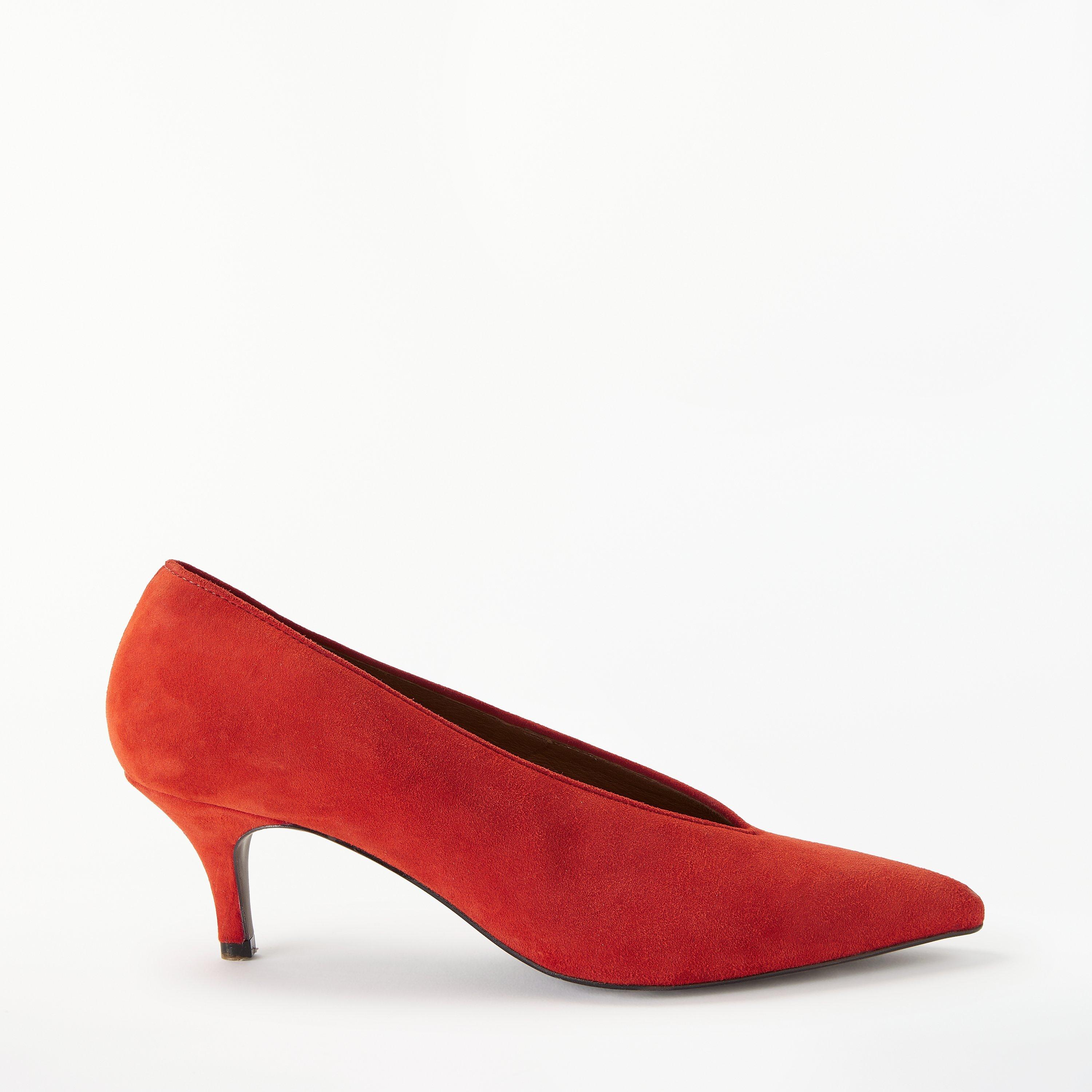 AND OR Avolene Kitten Heel Court Shoes Orange Suede