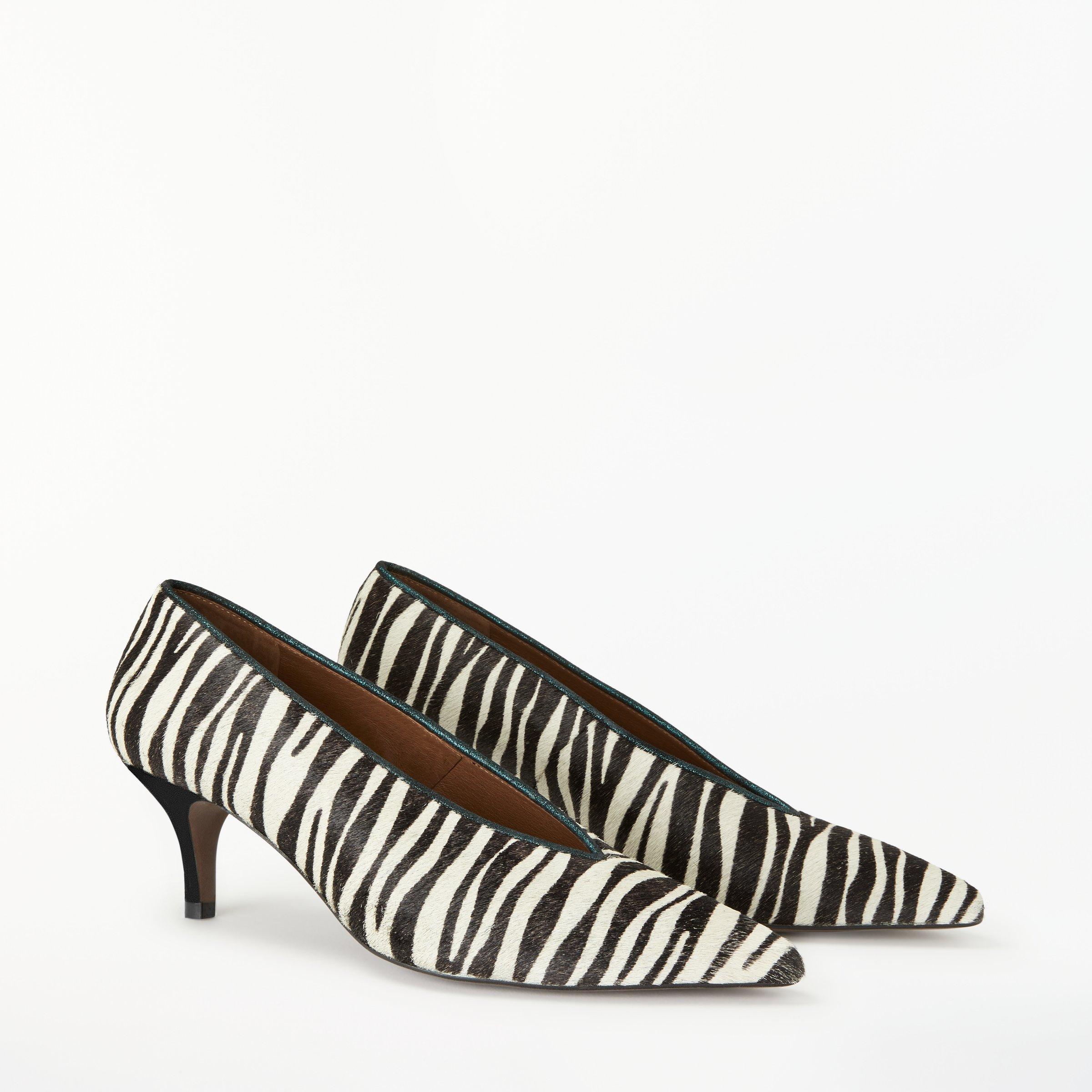 AND OR Avolene Kitten Heel Court Shoes Zebra Print