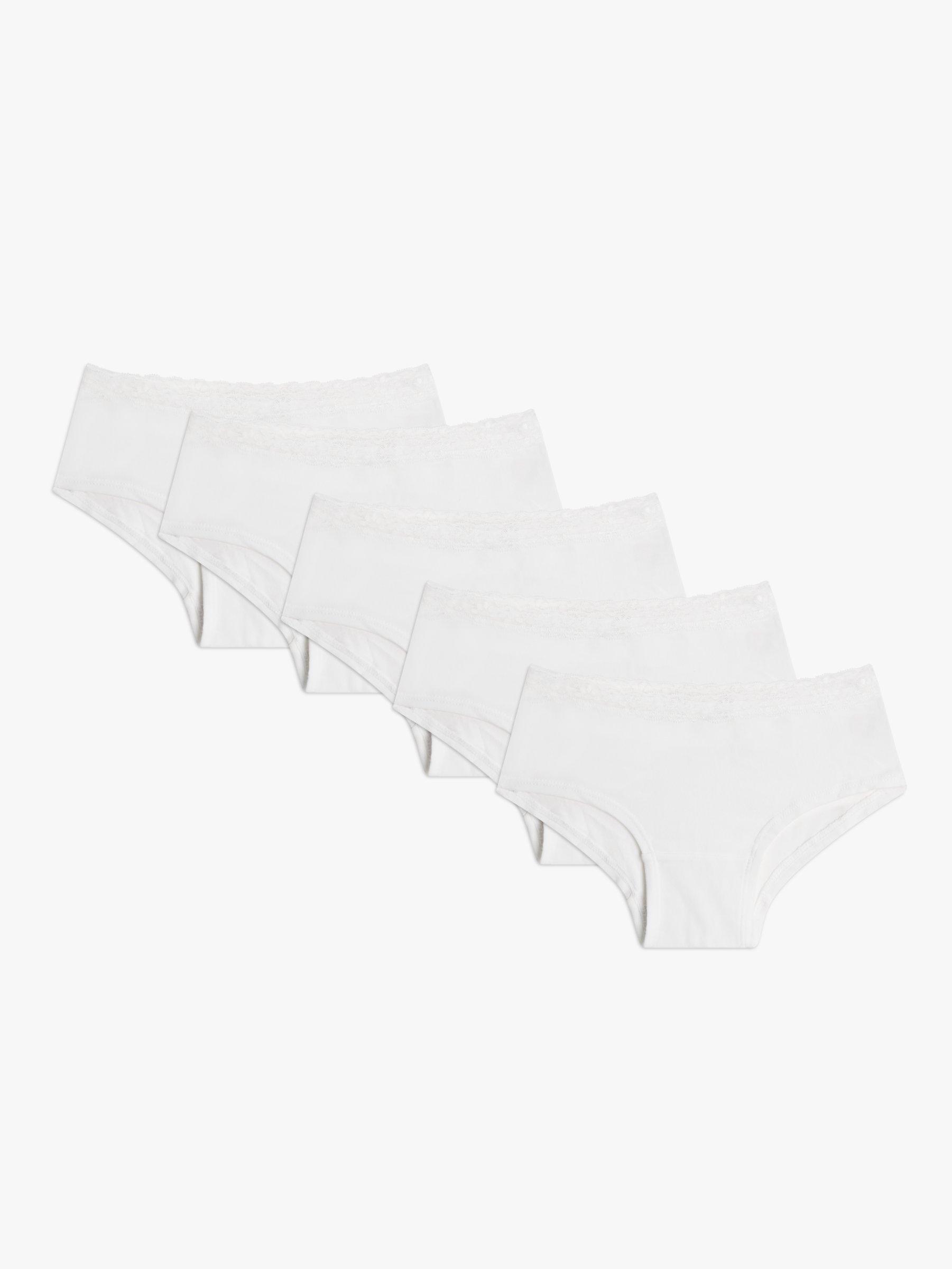 Product image 1 of 2, which shows John Lewis Kids' Lace Shorties, Pack of 5, White, 12 years