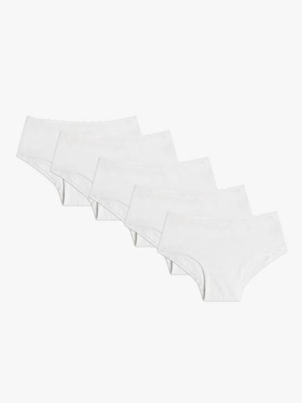 John Lewis Kids' Lace Shorties, Pack of 5, White, White