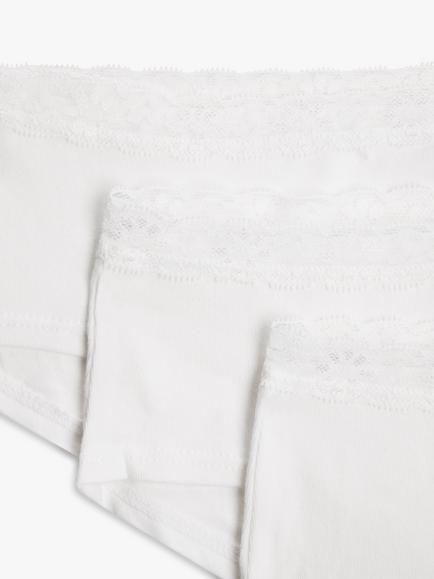 John Lewis Kids' Lace Shorties, Pack of 5, White - view 2, White