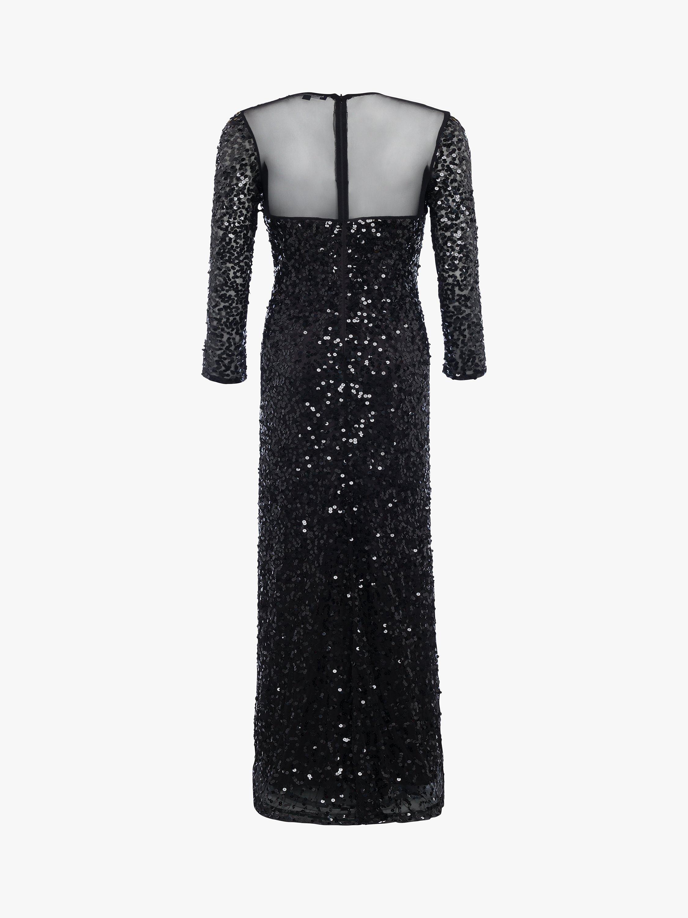 French Connection Helena Sequin V Neck Maxi Dress Black