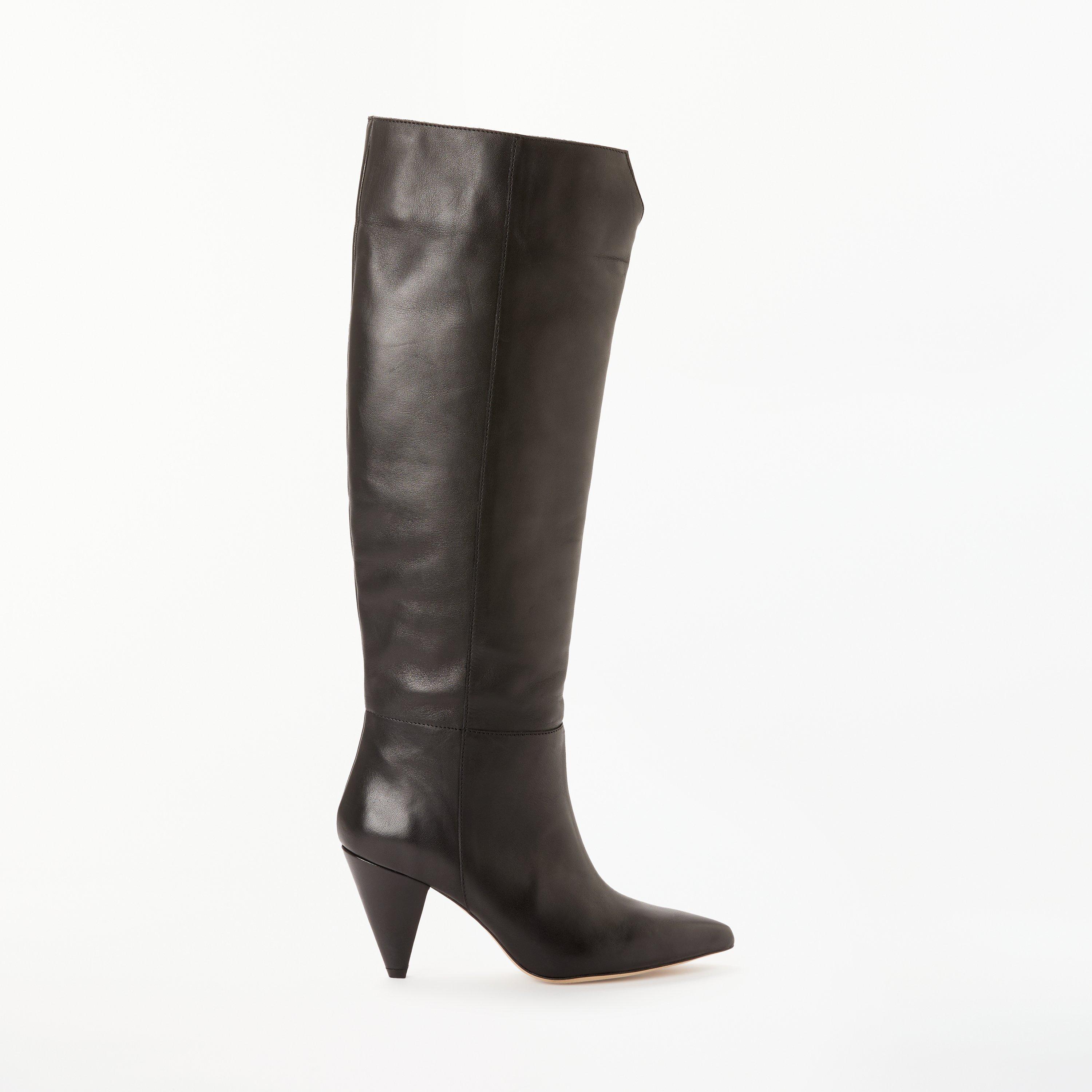 Kin Sibylla Leather Cone Heel Knee High Boots