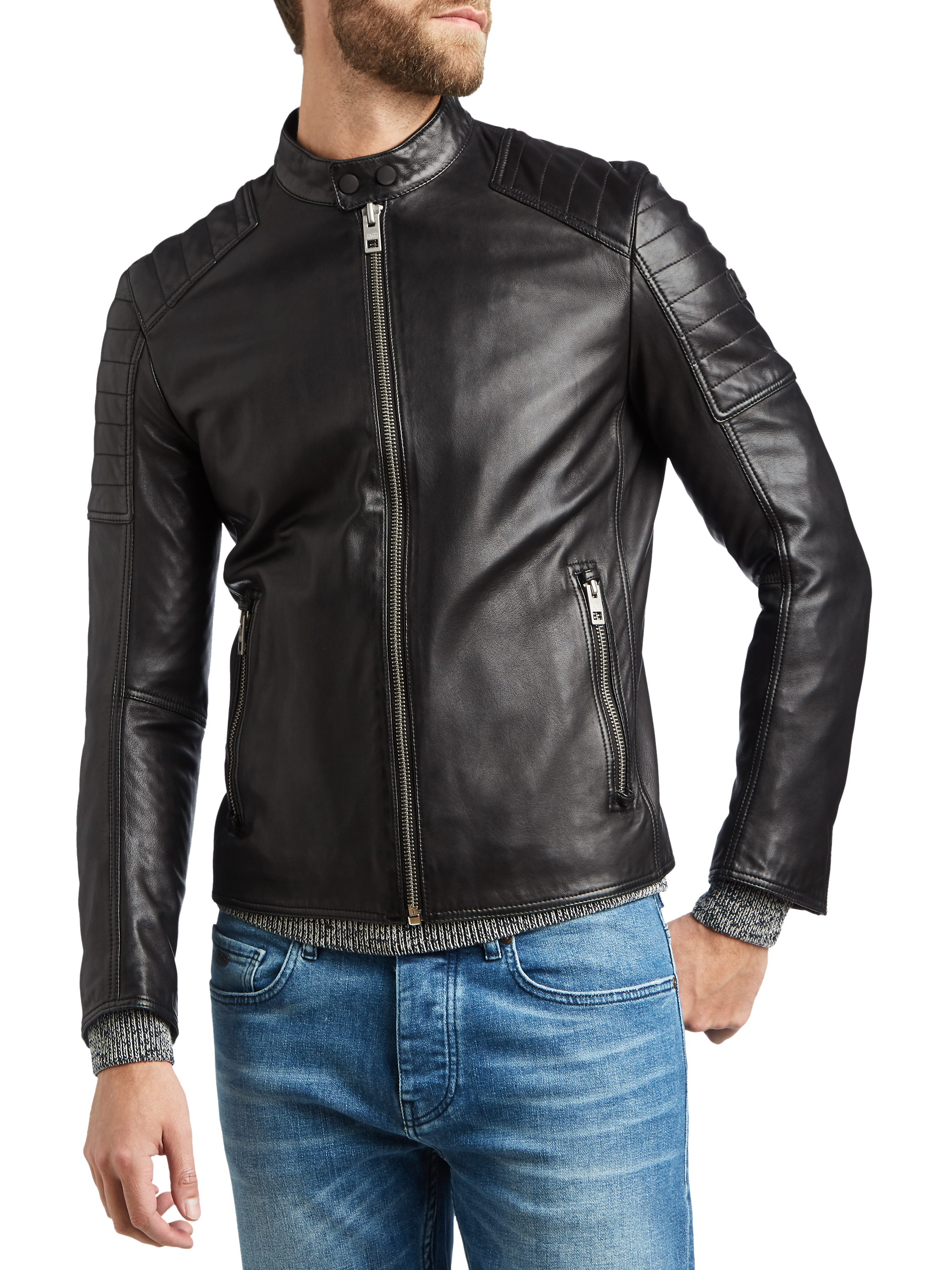 Hugo boss jaysee leather jacket hotsell