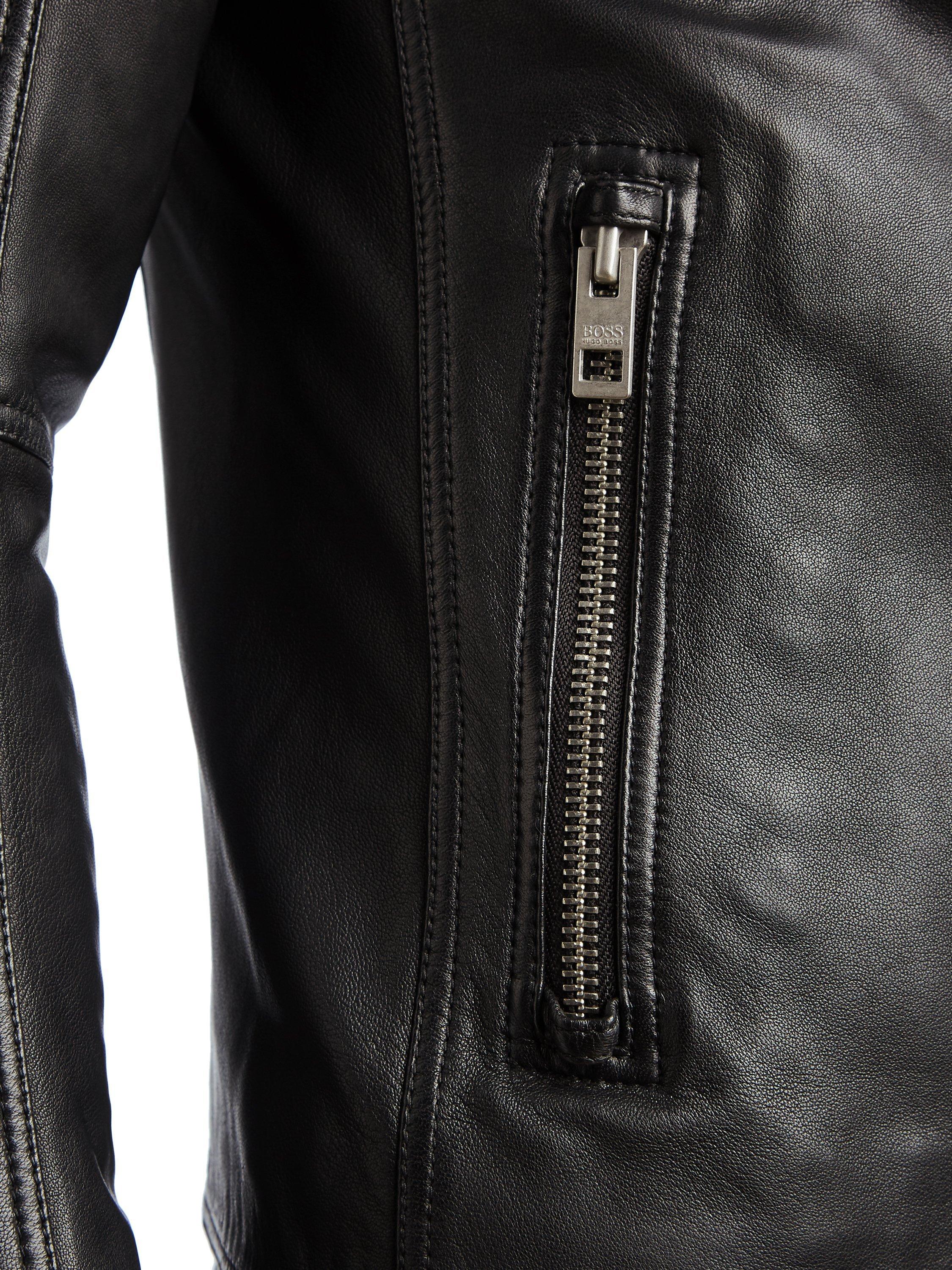 BOSS Jaysee Leather Biker Jacket