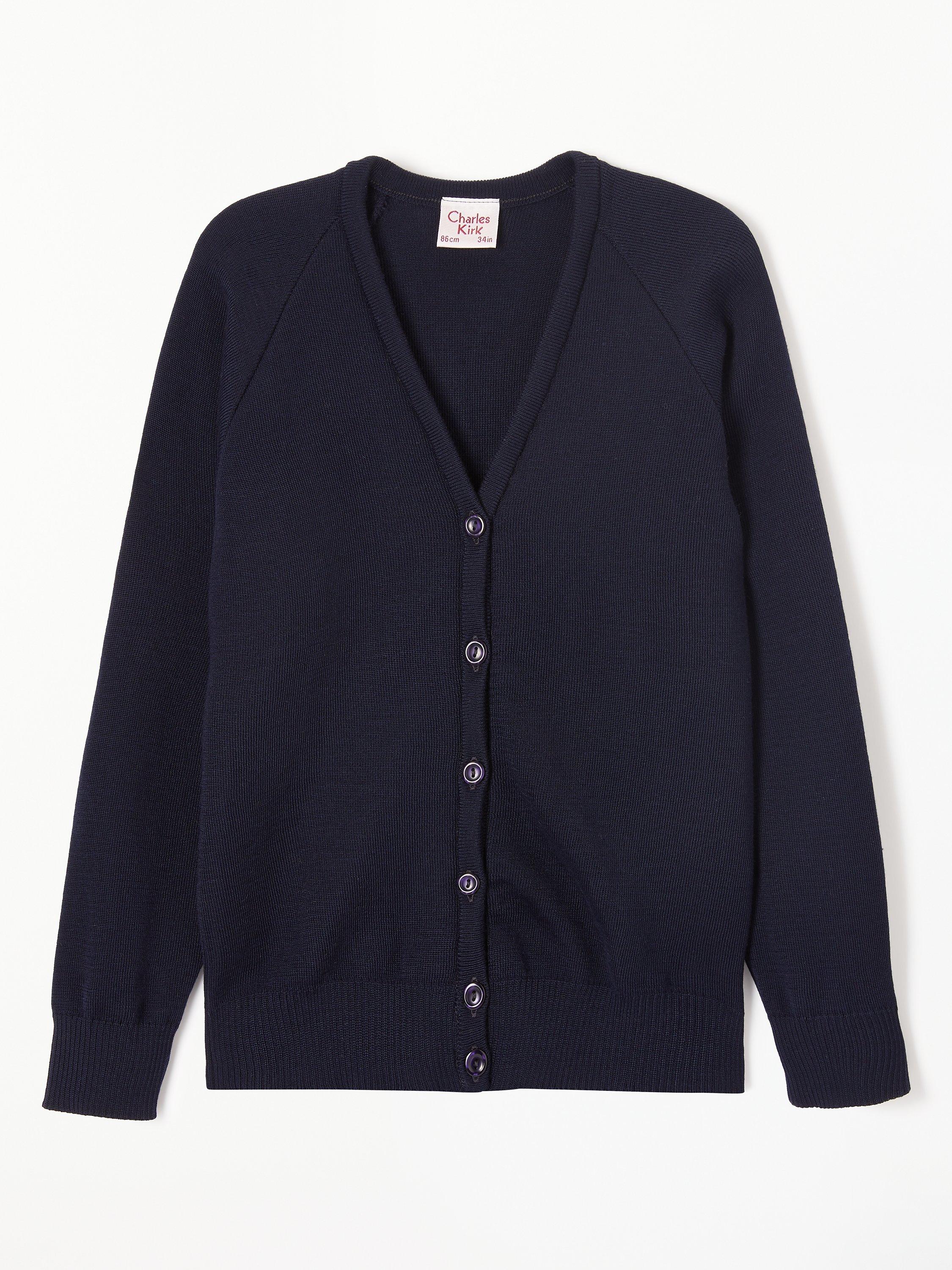 Girls' School V-Neck Cardigan, Navy