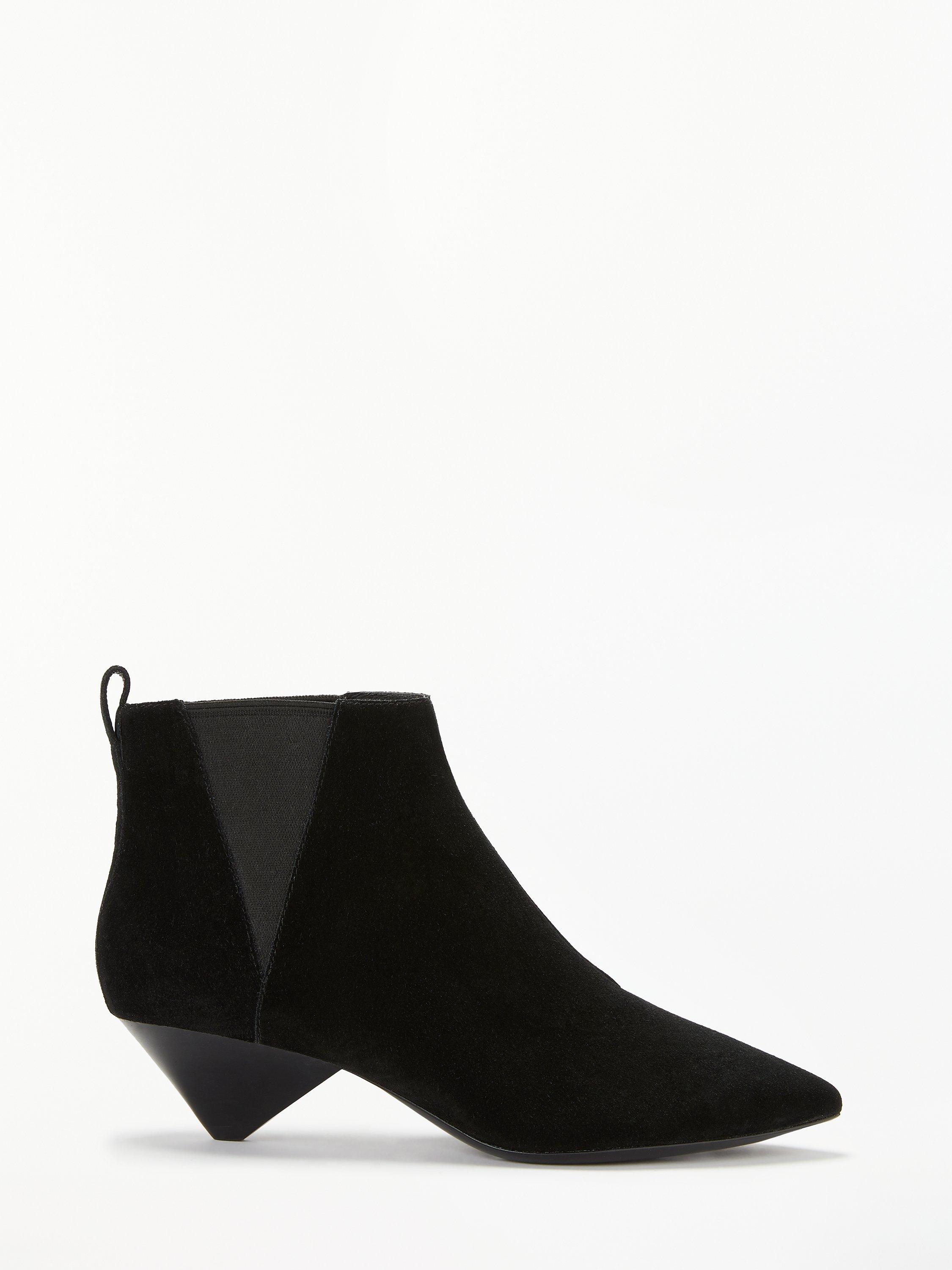 Ash Cosmos Cone Heel Ankle Boots, Black Suede
