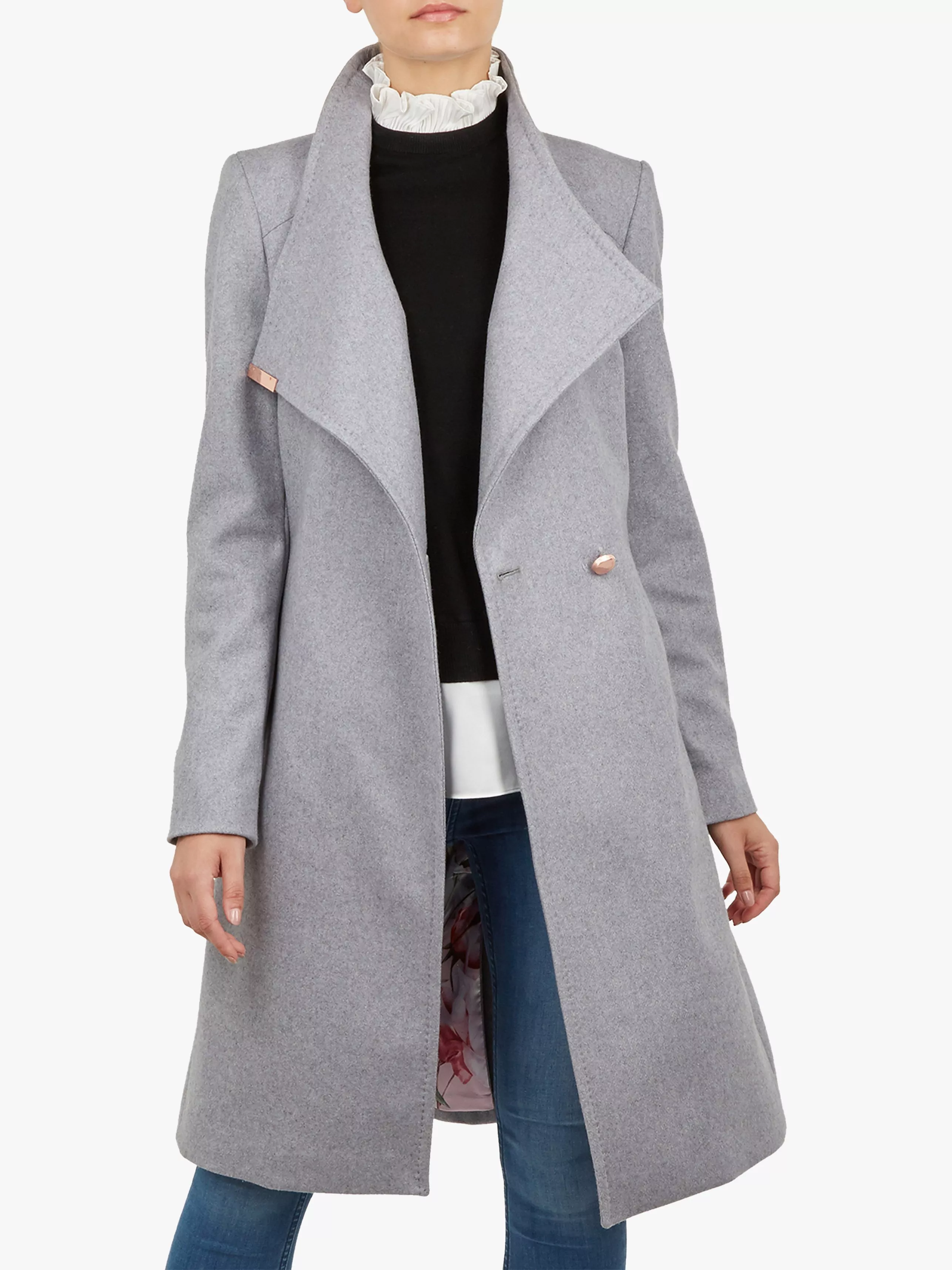 Ted Baker Sandra Wool Blend Wrap Coat Grey